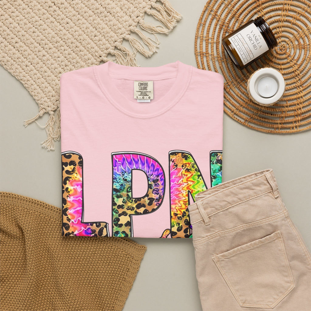LPN Life T Shirt Colorful Leopard Stethoscope Nursing Tee