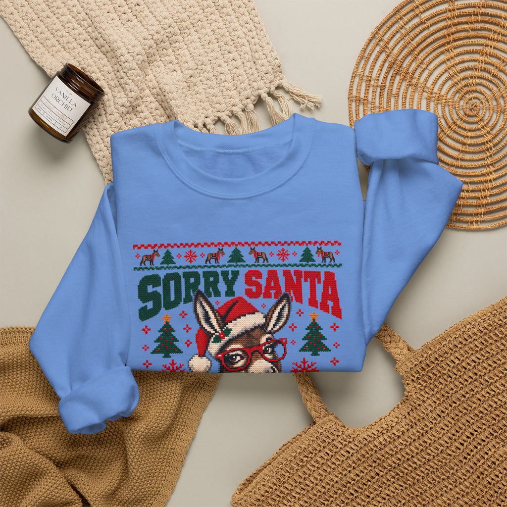 Funny Ugly Christmas Sweater, Sorry Santa I've Been a Smart Ass, Donkey Christmas Sweatshirt, Sarcastic Holiday Party Shirt