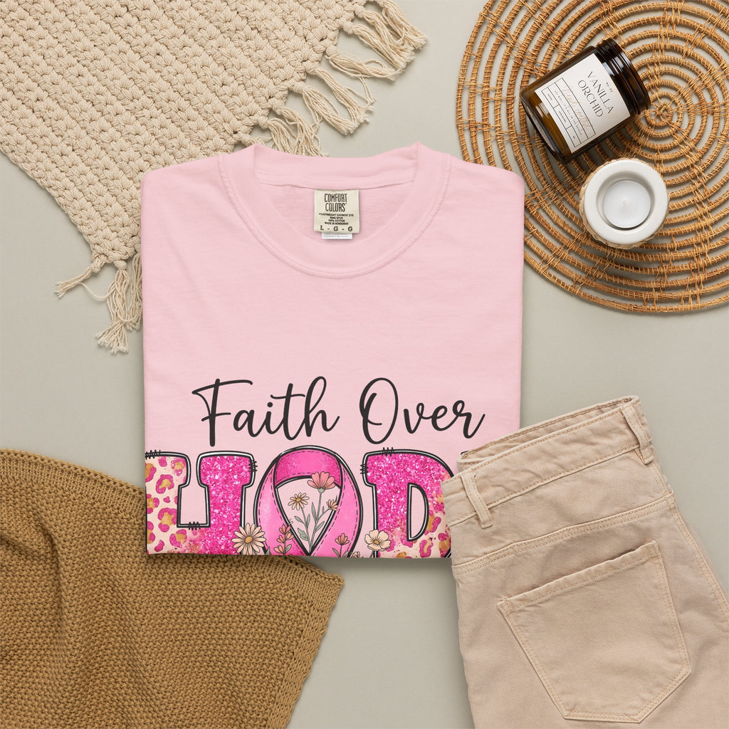 Breast Cancer Awareness Faith Over Fear Hope Tee Shirt