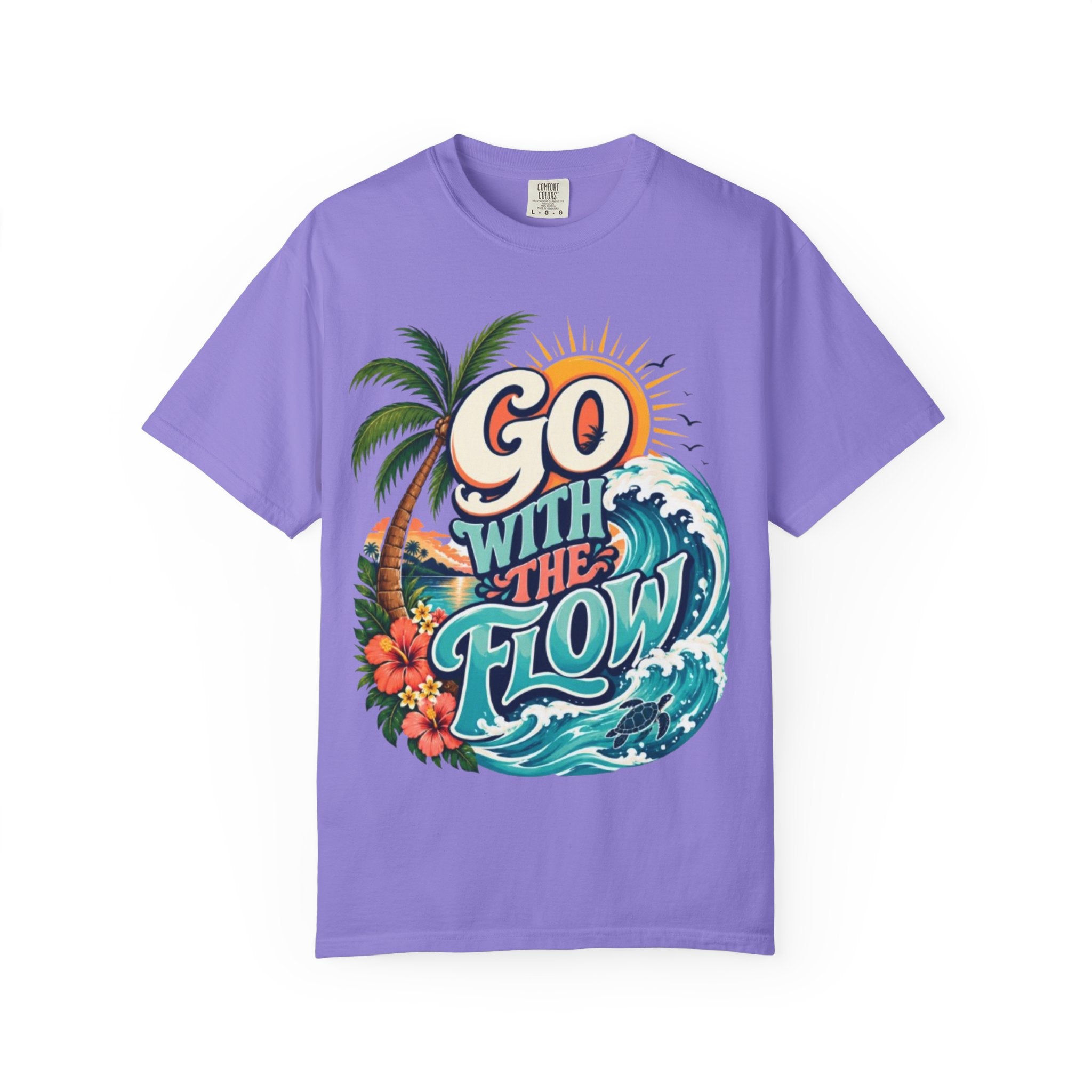 Go With The Flow T-Shirt Tropical Surf Graphic Tee