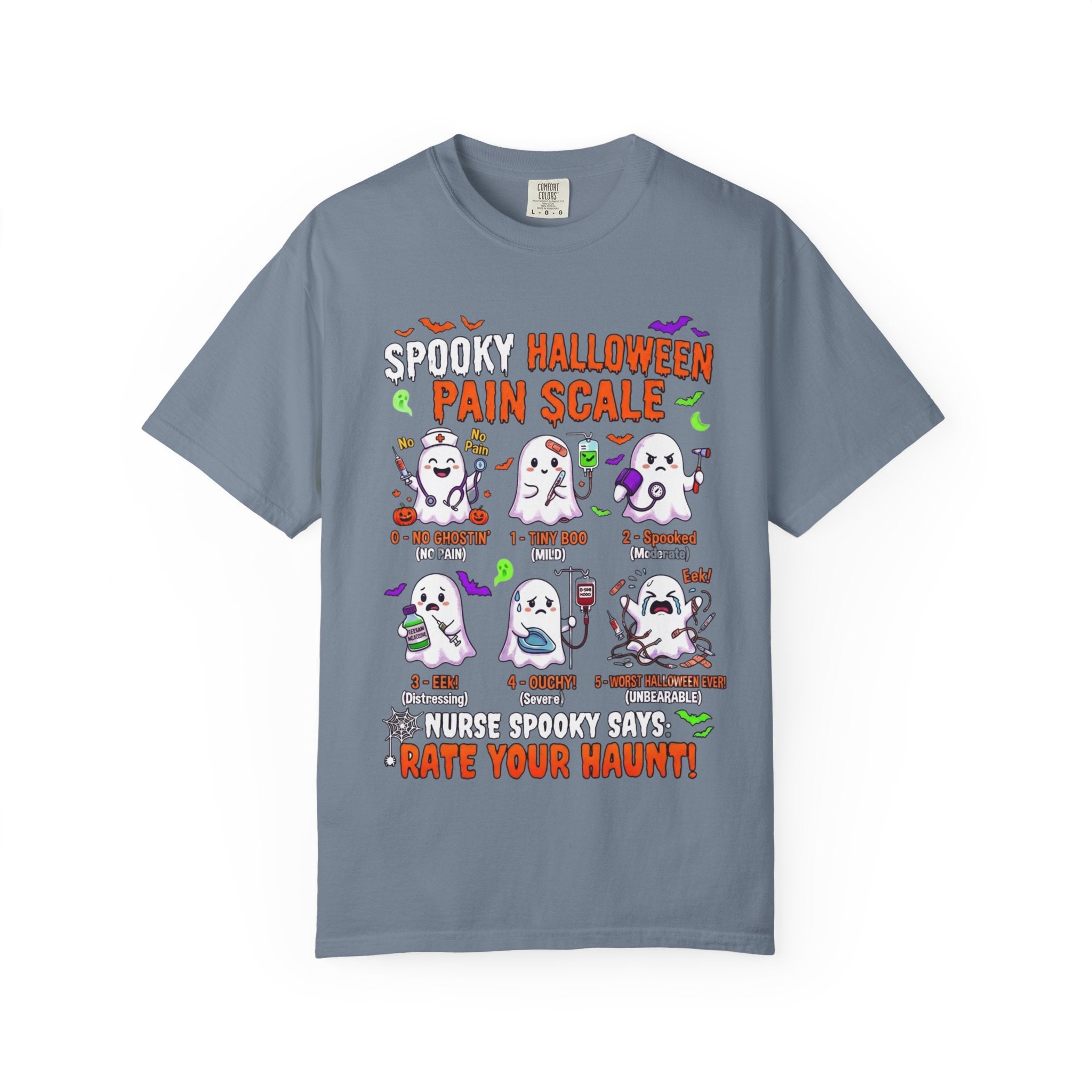 Halloween Ghost Pain Scale T-Shirt Spooky Halloween Pain Scale Nurse Funny Tee