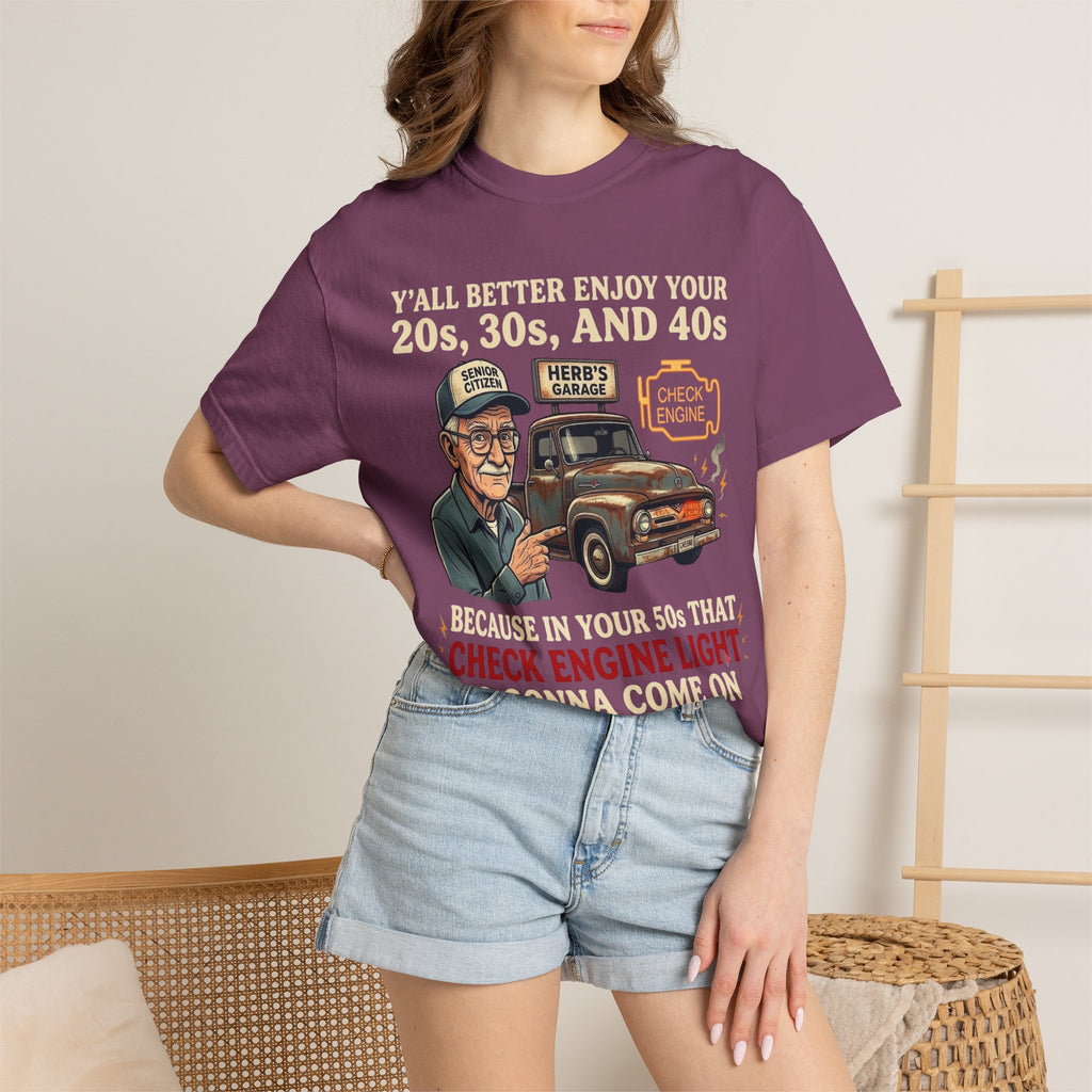 Check Engine Light Tee Shirt Funny Vintage Grandpa Truck Tee