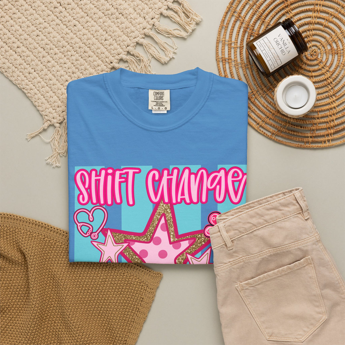 Shift Change Hallelujah T Shirt Cute Pink Star Nurse Worker Tee