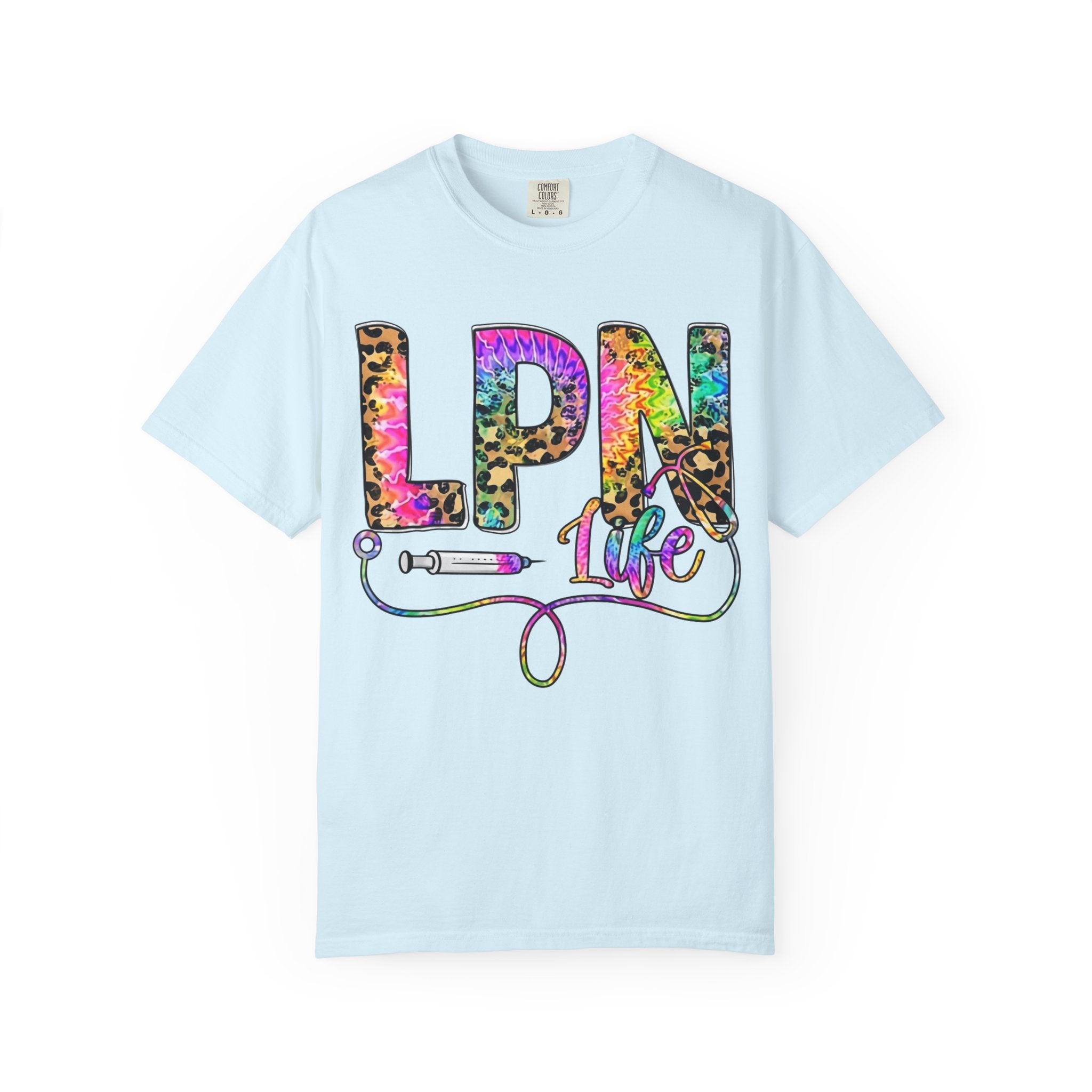 LPN Life T Shirt Colorful Leopard Stethoscope Nursing Tee