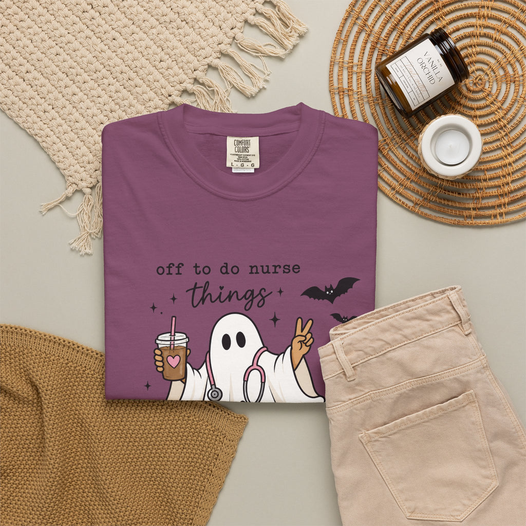 Nurse Ghost Halloween T Shirt Off to Do Nurse Things Cute Medical Costume Tee