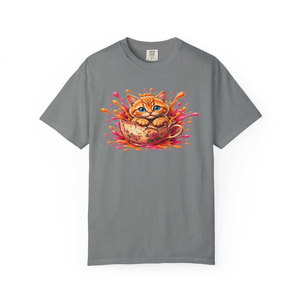 Cat Splash T Shirt Cute Orange Kitten Graphic Tee