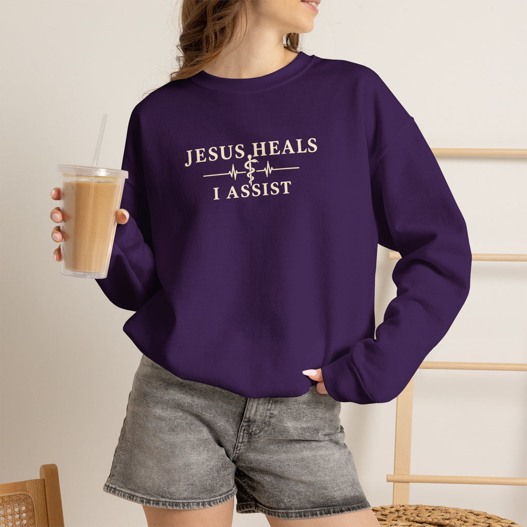 Jesus Heals I Assist Sweatshirt, Christian Nurse Gift, Faith Based Medical Crewneck, Healthcare Worker Gift, Nurse Appreciation