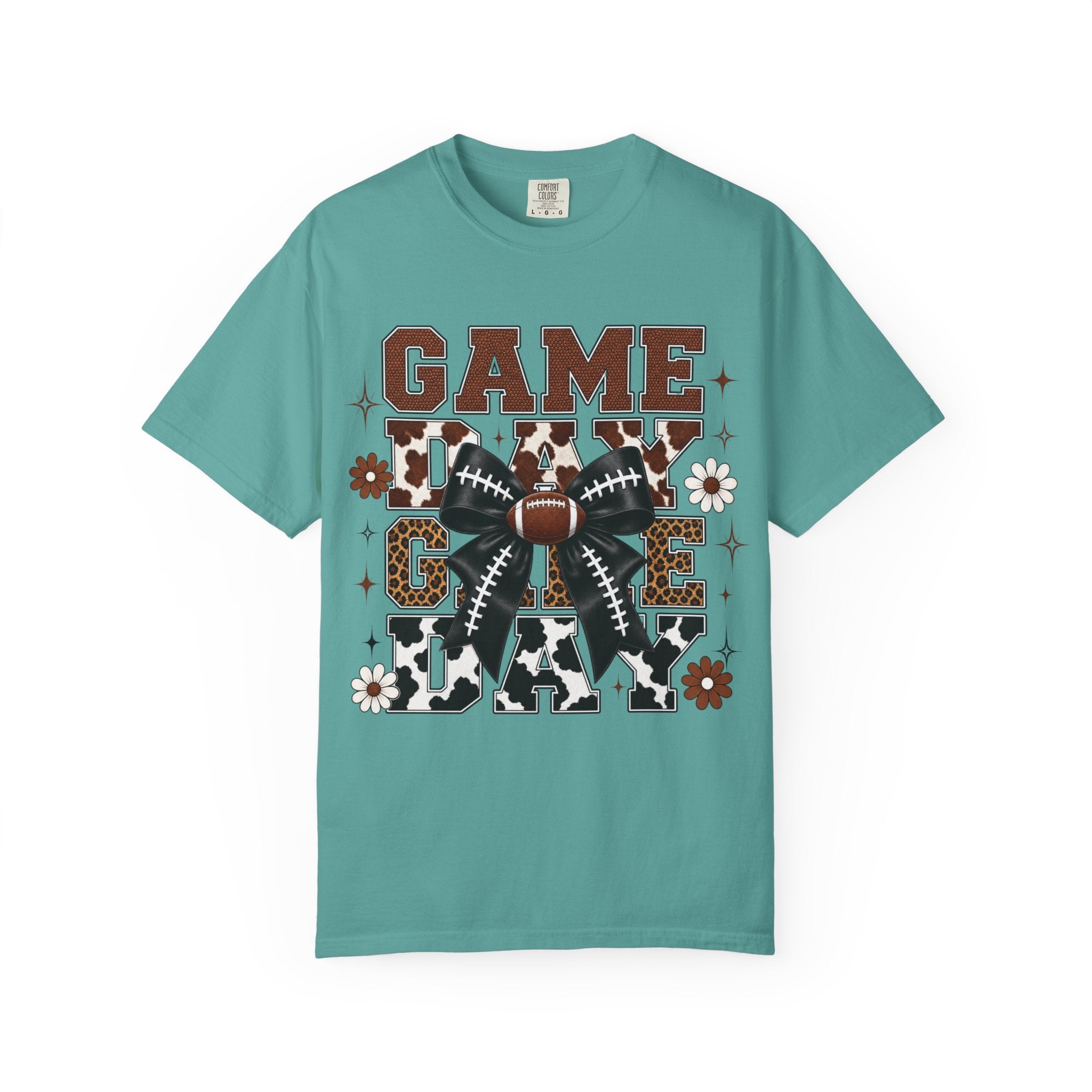 Game Day Football T Shirt Retro Bow and Floral Tailgate Tee