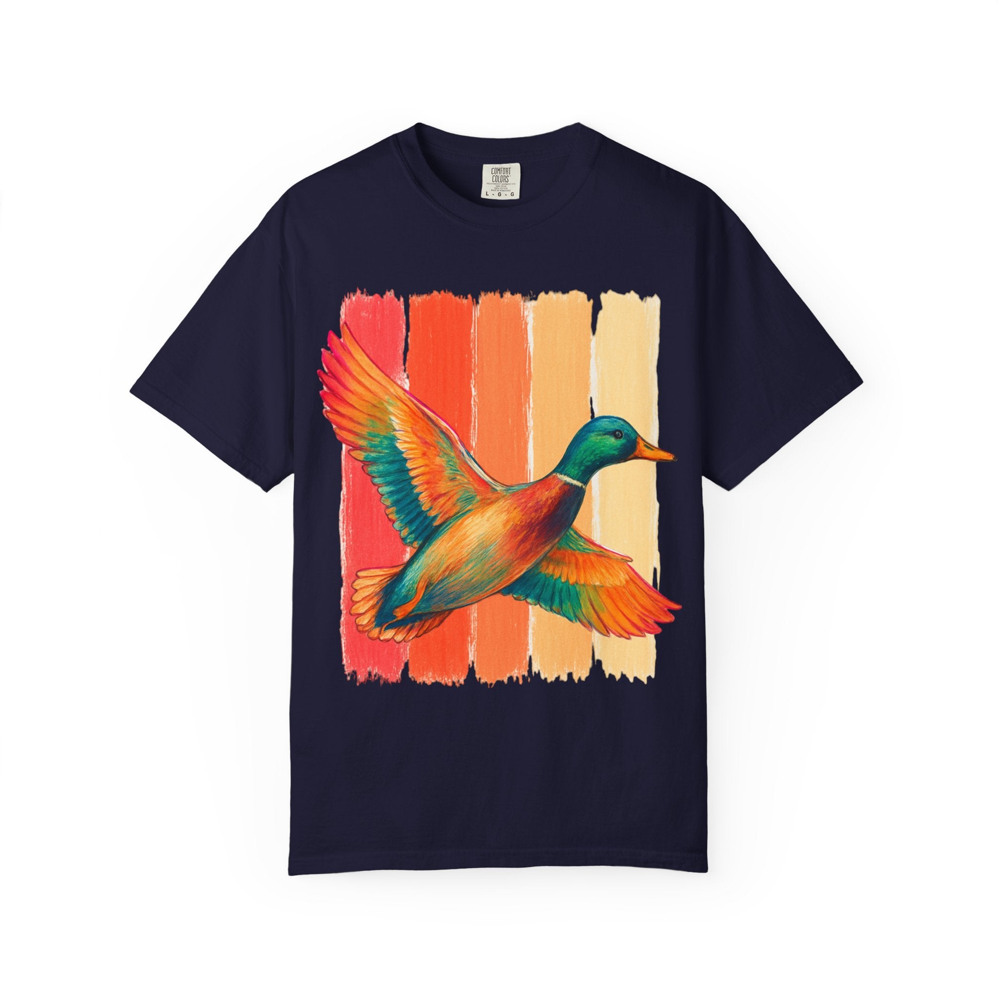 Mallard Duck Graphic T Shirt Vintage Sunset Stripes