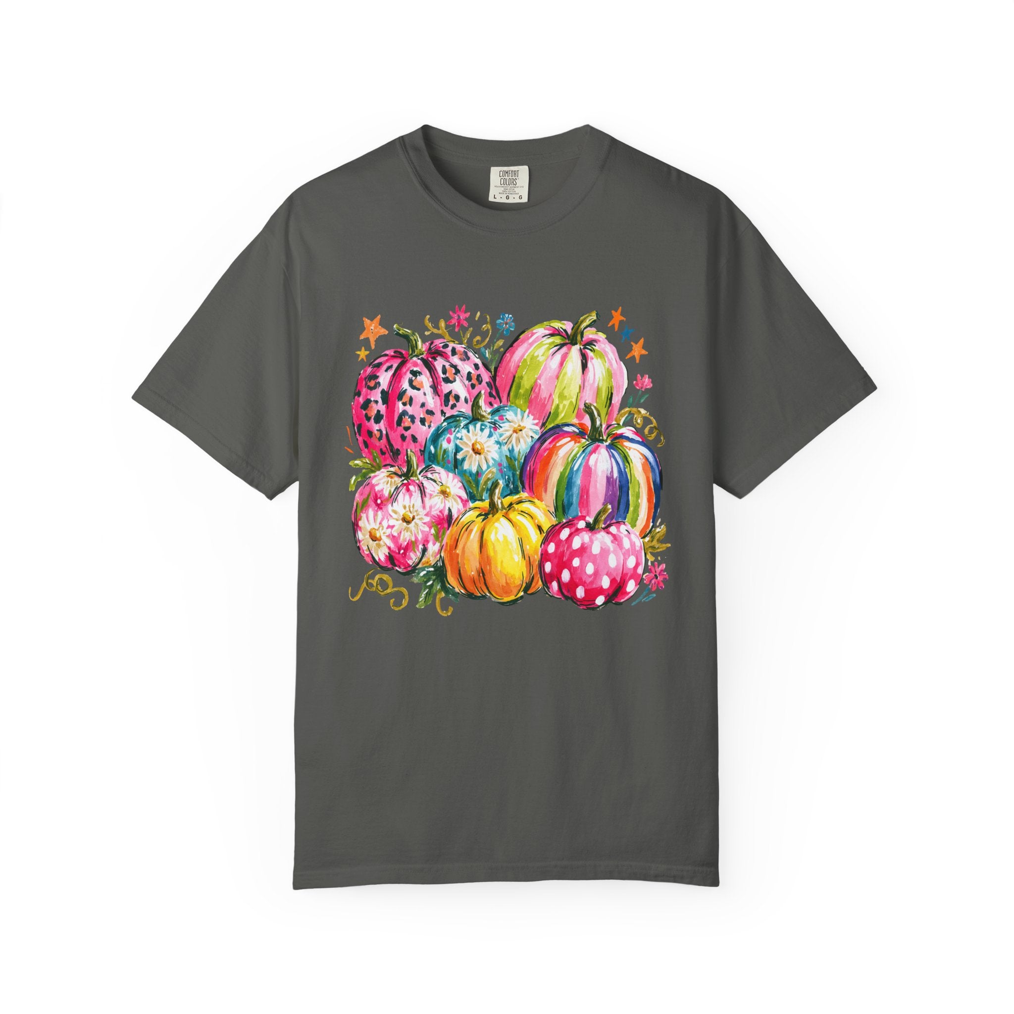 Watercolor Rainbow Pumpkins T Shirt Colorful Fall Harvest Tee