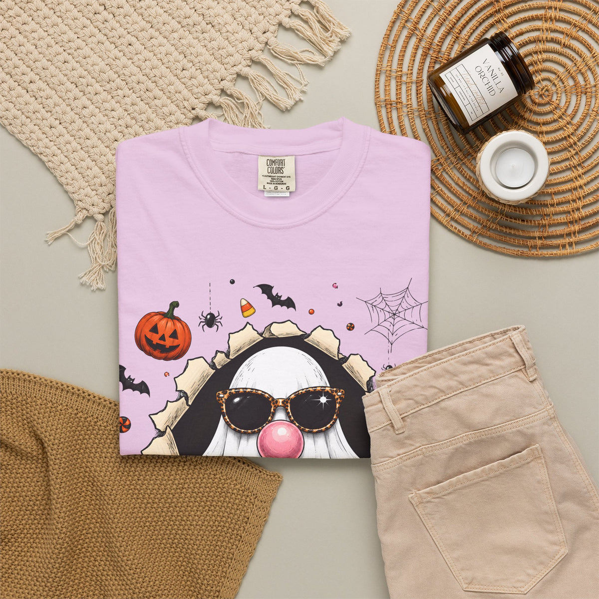 Halloween Gnome T-Shirt Funny Bubblegum Ghost and Leopard Butt Graphic Tee