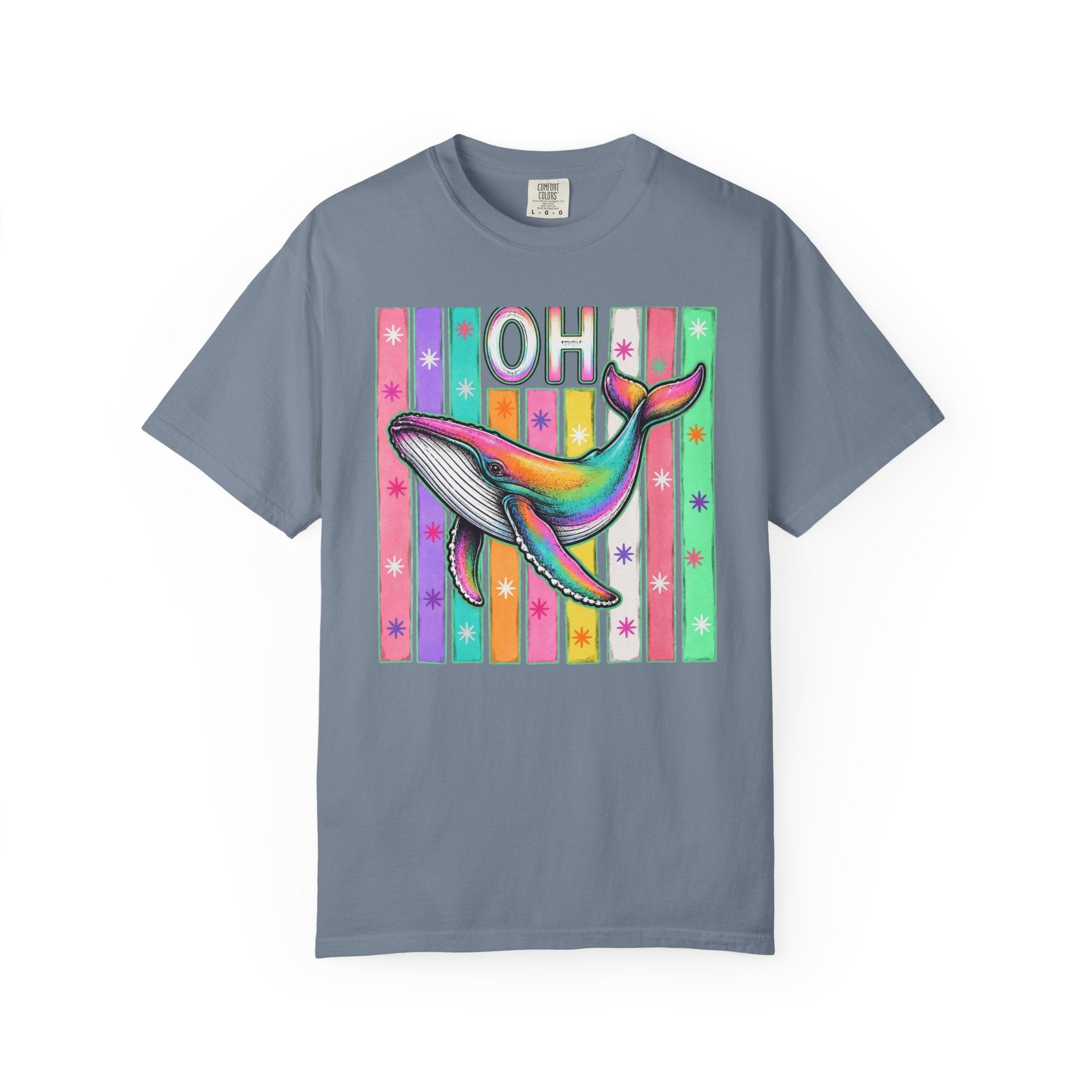 Oh Rainbow Whale T Shirt Retro Striped Graphic Tee