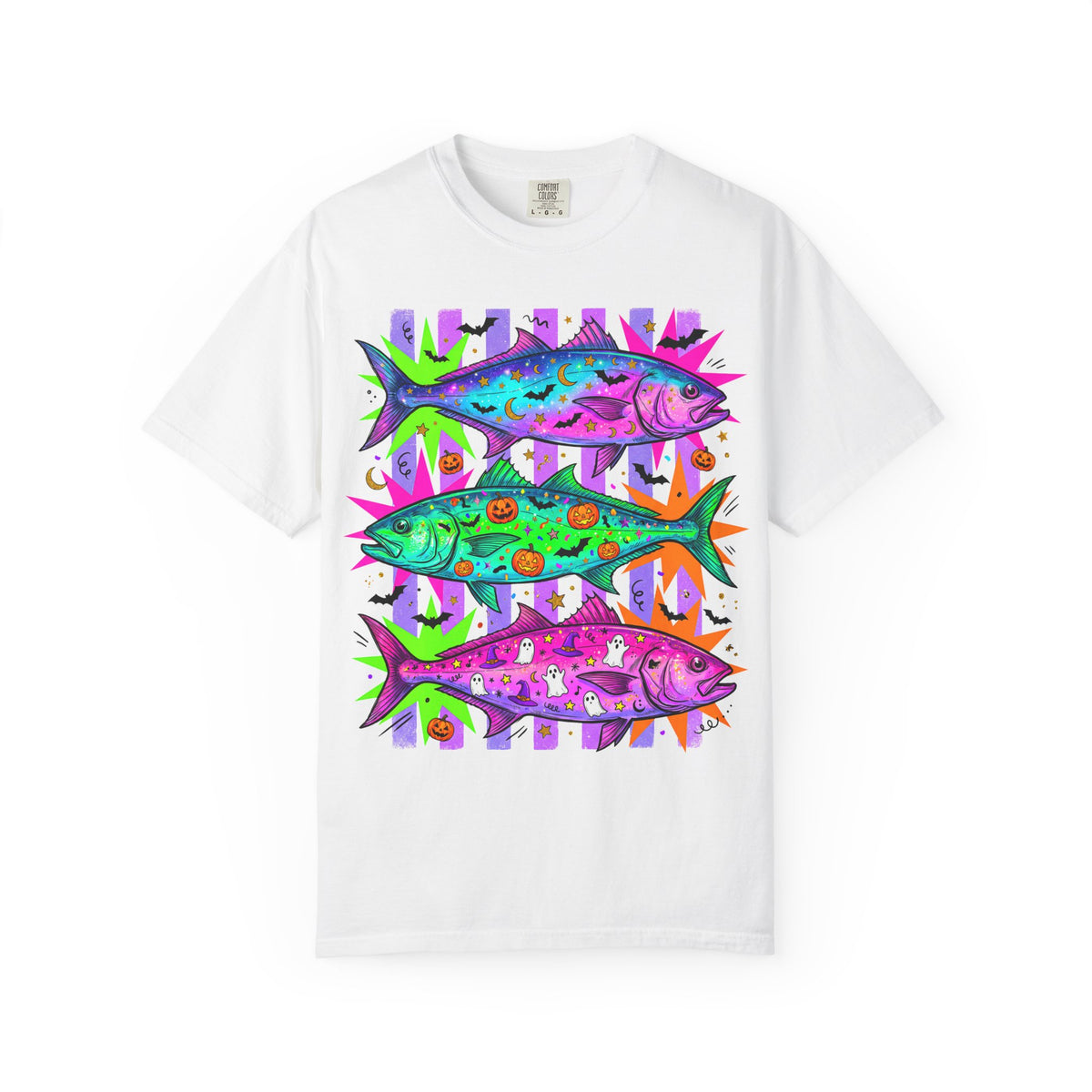 Bright Halloween Tropical Mackerel T-Shirt — Colorful Surf & Beach Fish Graphic Tee
