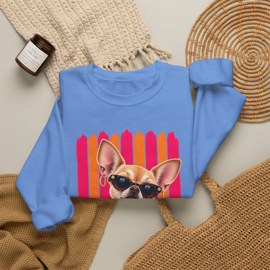 Chihuahua Sweatshirt, Unique Dog Lover Gift, Sassy Chihuahua Mom Sweater, Colorful Artsy Dog Apparel, Original Boutique Pet Lover Gift