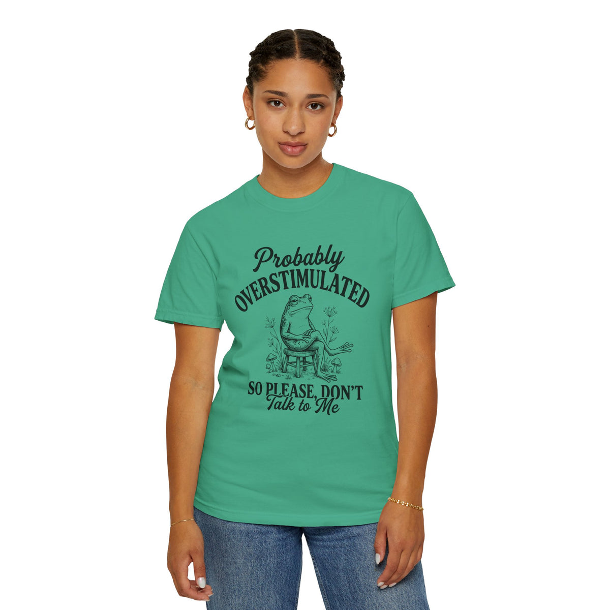 Probably Overstimulated Frog Tee Shirt So Please Dont Talk to Me Graphic Tee