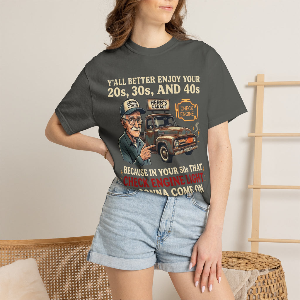 Check Engine Light Tee Shirt Funny Vintage Grandpa Truck Tee
