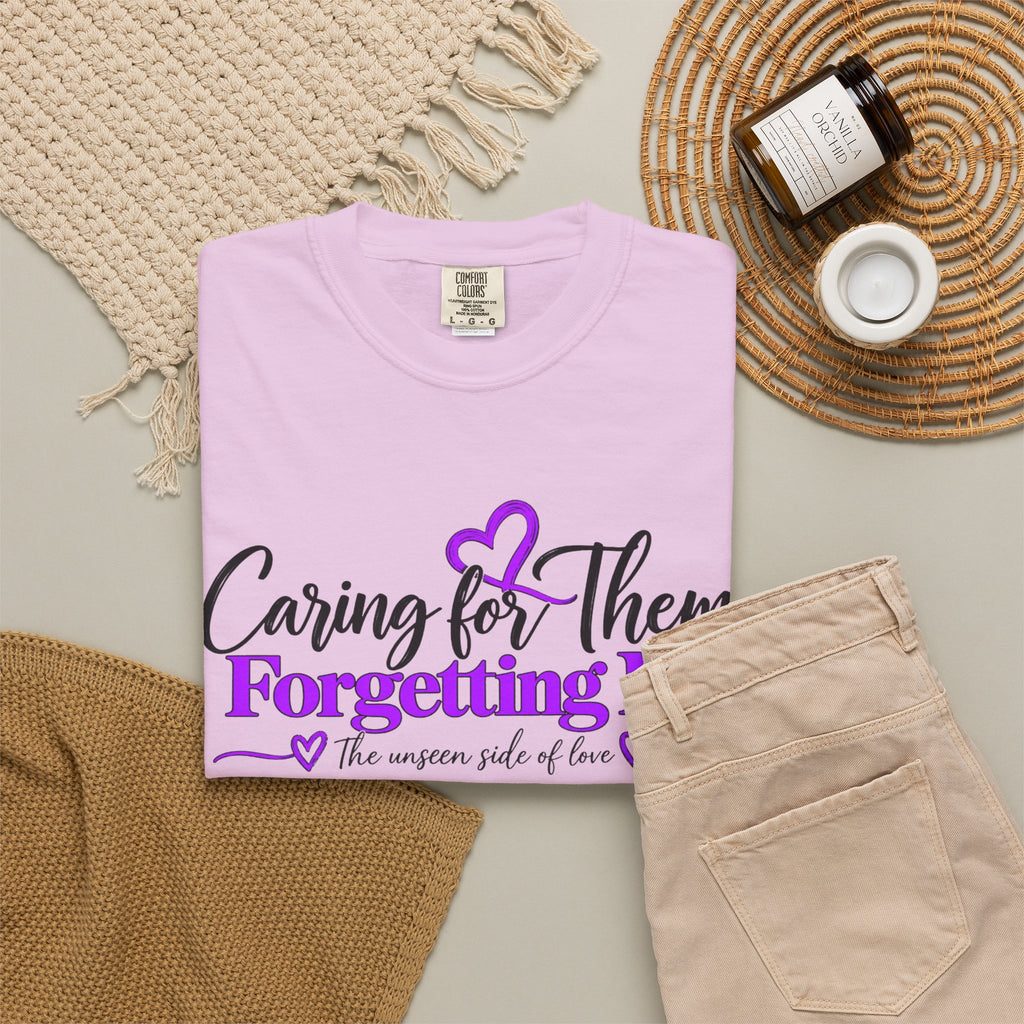 Caring for Them Forgetting Me T shirt | Alzheimer Awareness Purple Ribbon