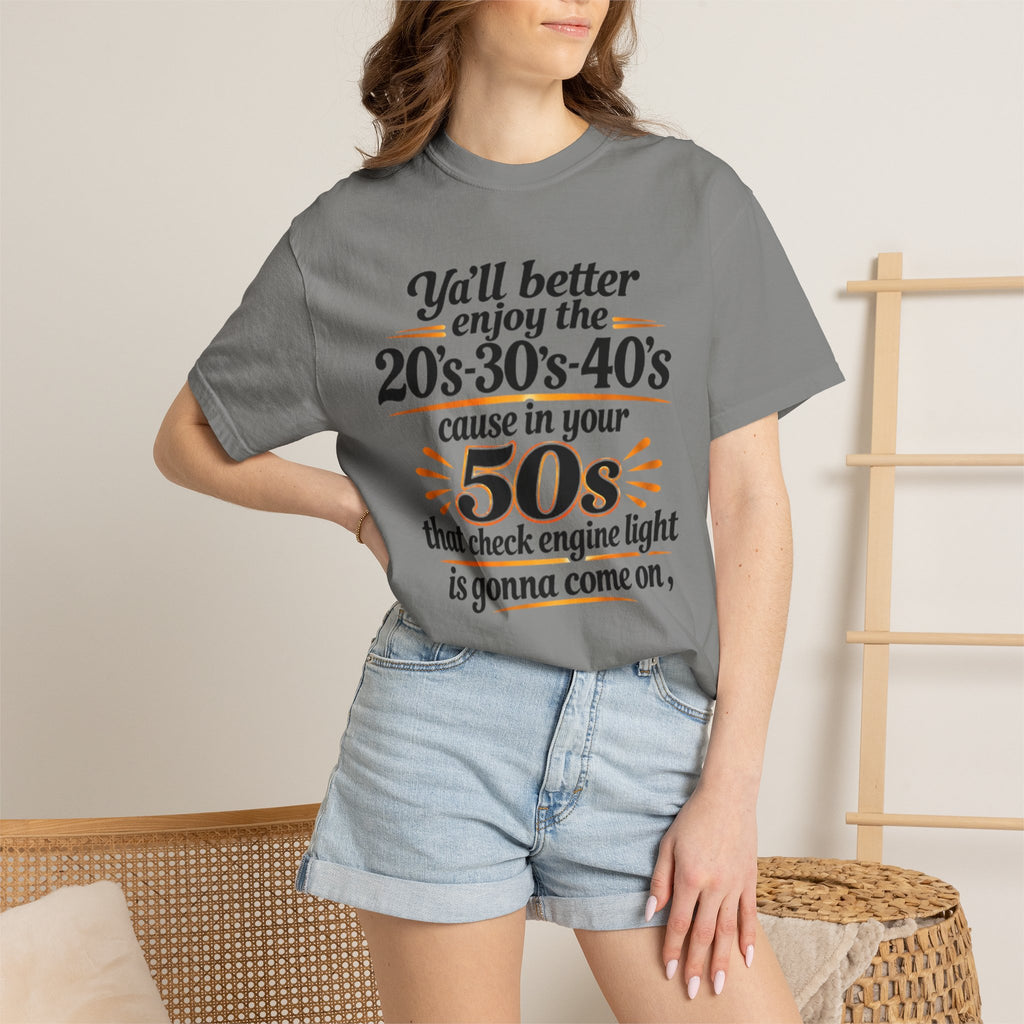 Funny Check Engine Light 50s Retirement T-Shirt