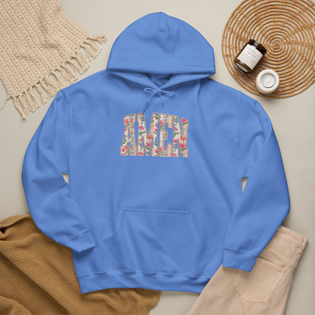 Floral AMEN Hoodie, Christian Faith Sweatshirt, Colorful Floral Religious Hoodie, Inspirational Christian Gift for Women