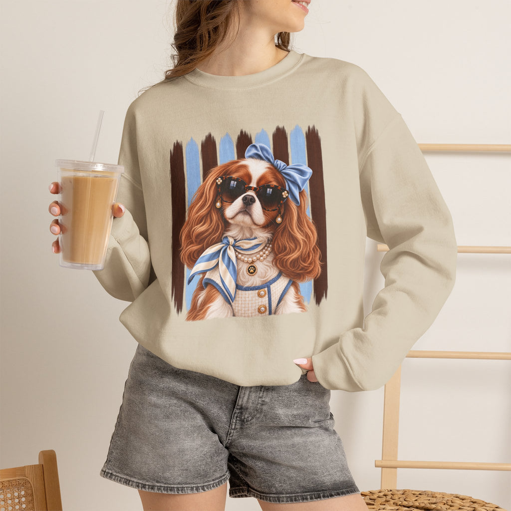 Cavalier King Charles Spaniel Sweatshirt, Cavalier Mom Gift, Unique Dog Lover Sweater, Artsy Boutique Dog Apparel, Original Pet Lover Gift