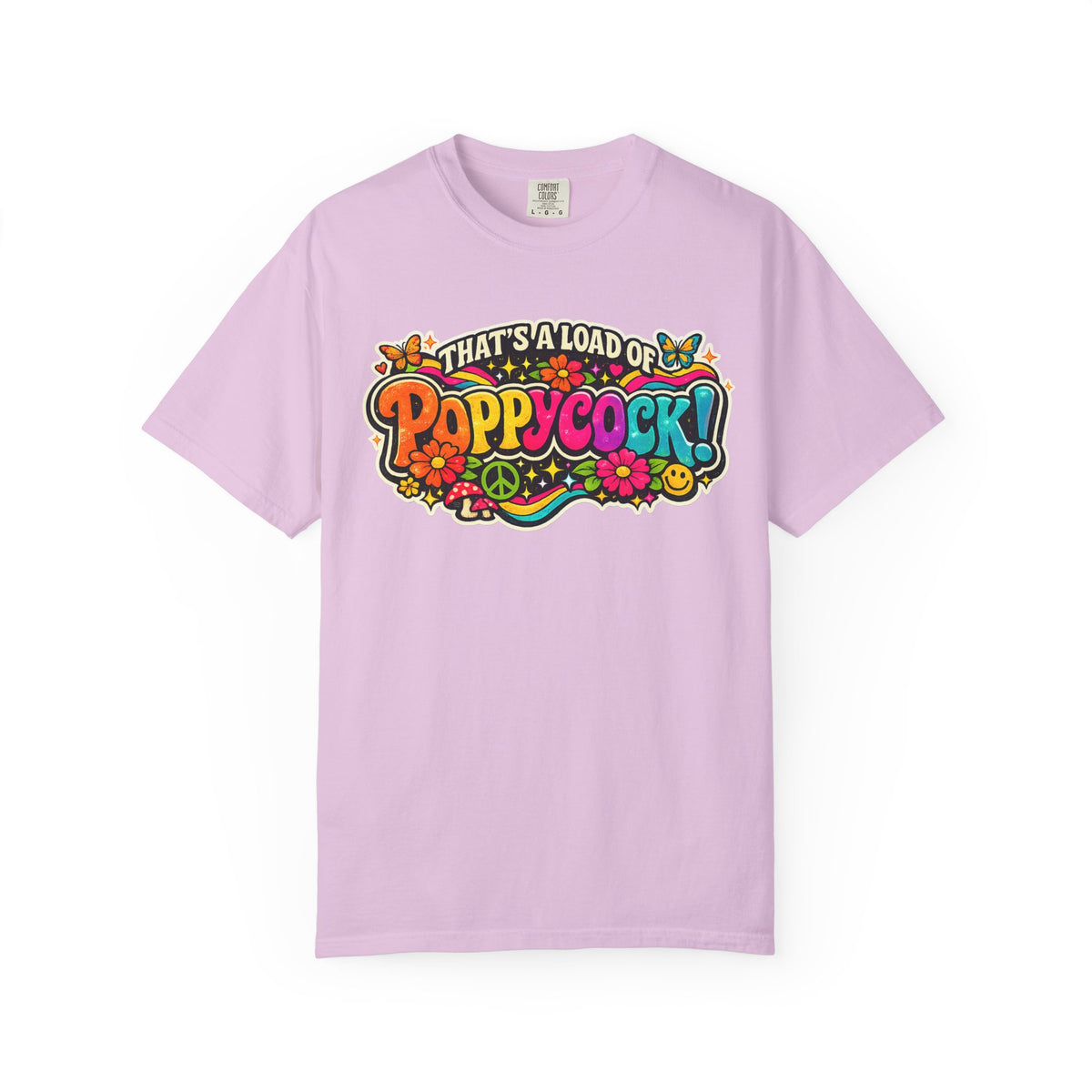 Poppycock Retro Hippie T Shirt  That’s a Load of Poppycock Colorful Vintage Floral Tee