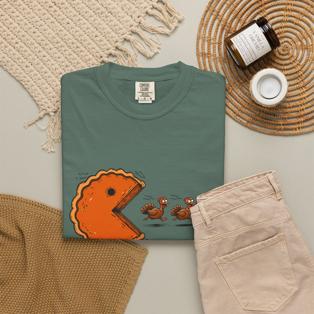 Tee Shirt Thanksgiving Pumpkin Pie Eating Turkey Friends Funny Graphic Tee