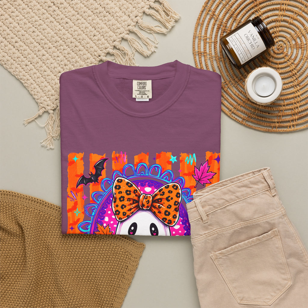 Halloween Ghost Tee Cute Polka Dot Bow Ghost Graphic T Shirt