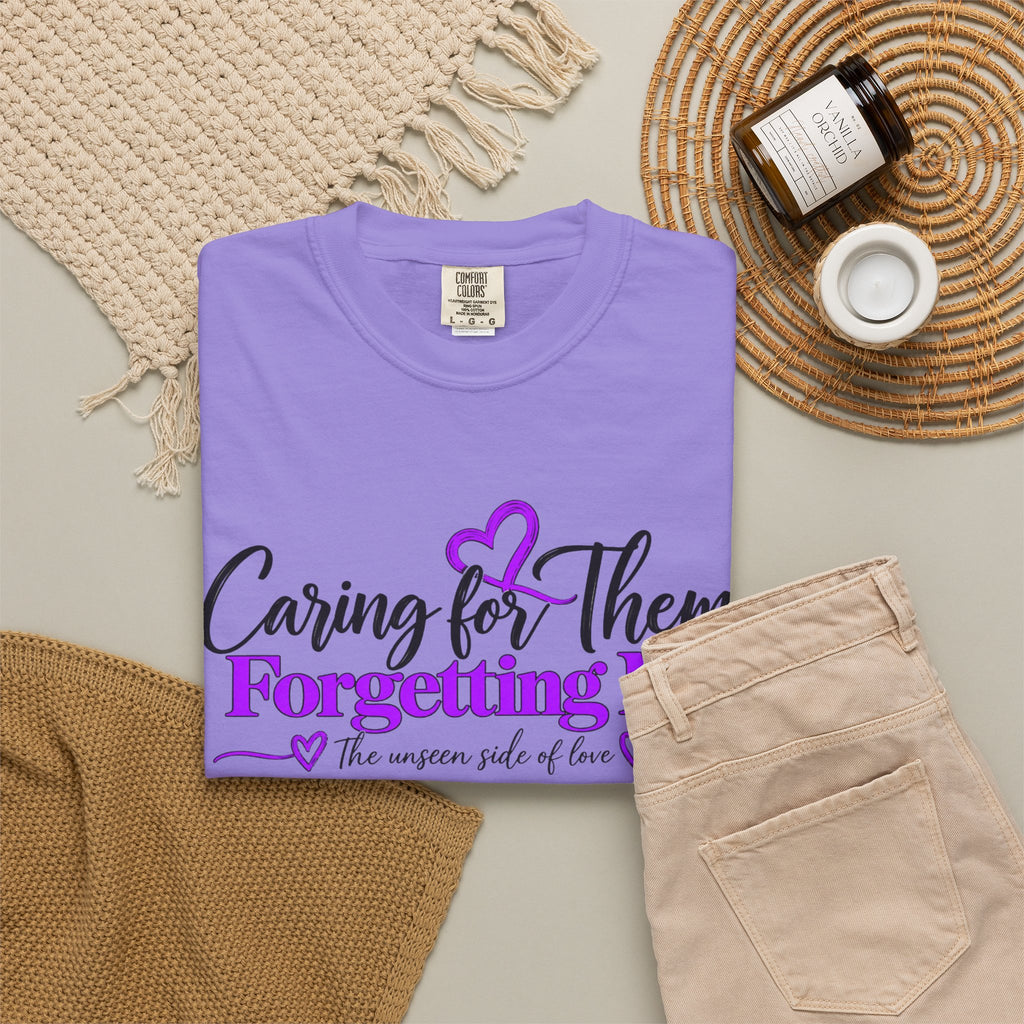 Caring for Them Forgetting Me T shirt | Alzheimer Awareness Purple Ribbon