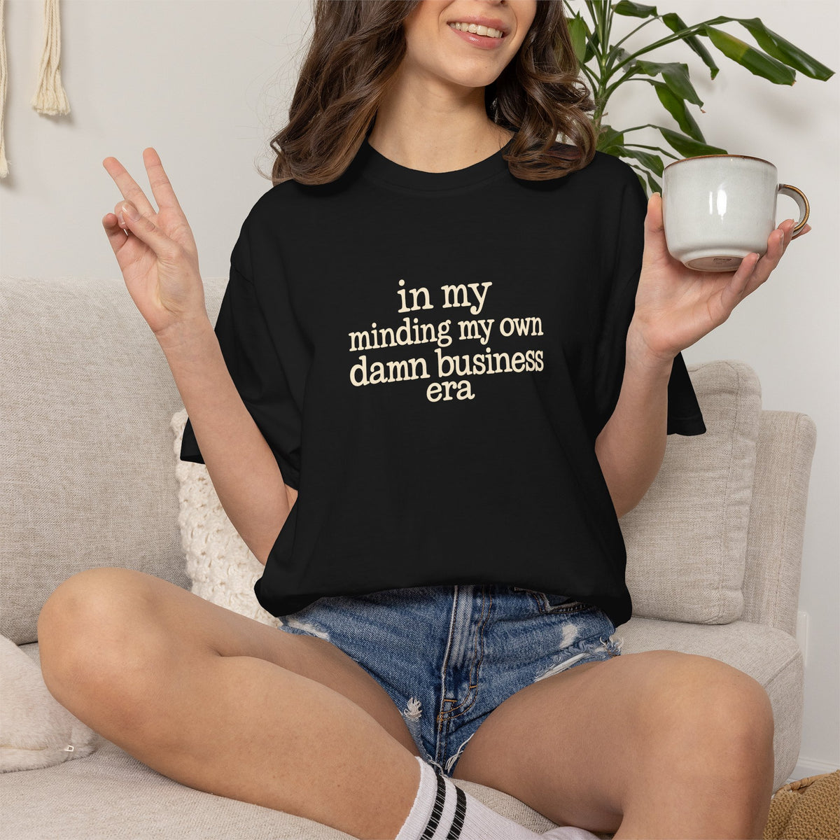 in my minding my own damn business era T shirt | text tee casual graphic top