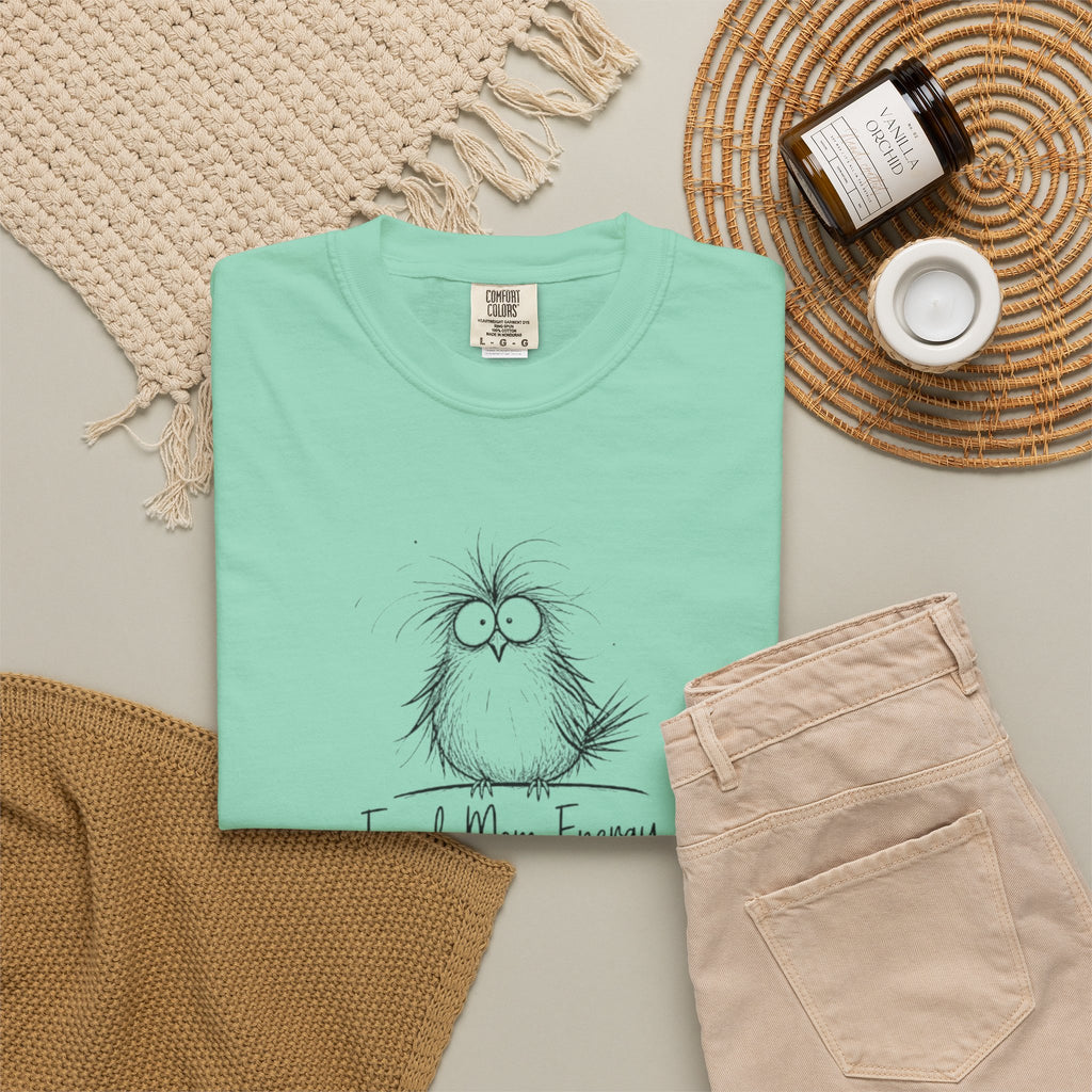 Feral Mom Energy Tee Shirt Cute Fluffy Bird Graphic Tee