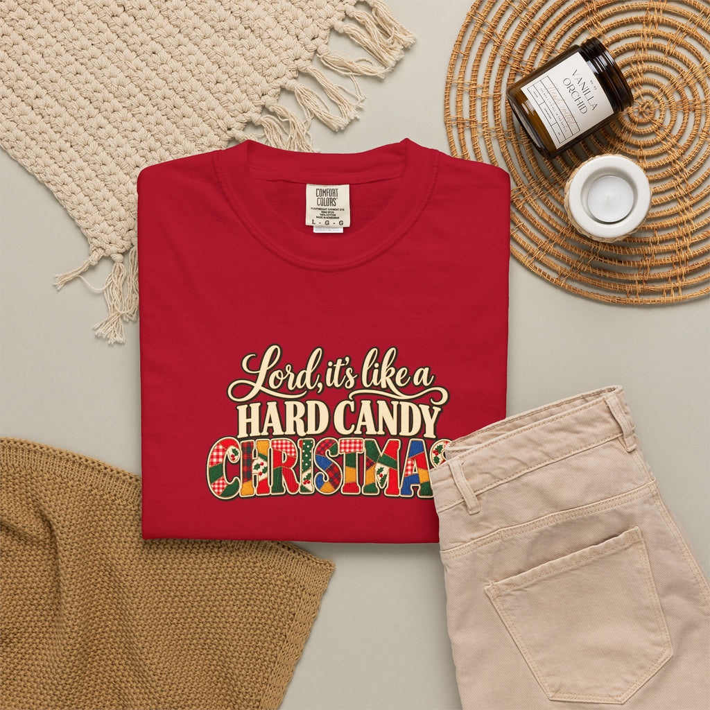 Hard Candy Christmas Shirt, Vintage Patchwork Christmas Tee, Retro Country Holiday Shirt, Coordinating Couple Christmas Shirts