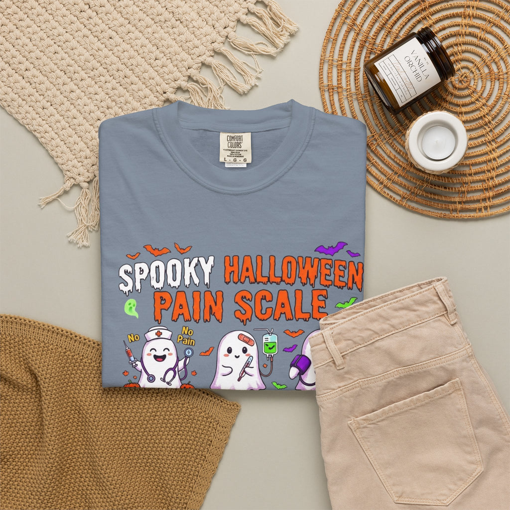 Halloween Ghost Pain Scale T-Shirt Spooky Halloween Pain Scale Nurse Funny Tee
