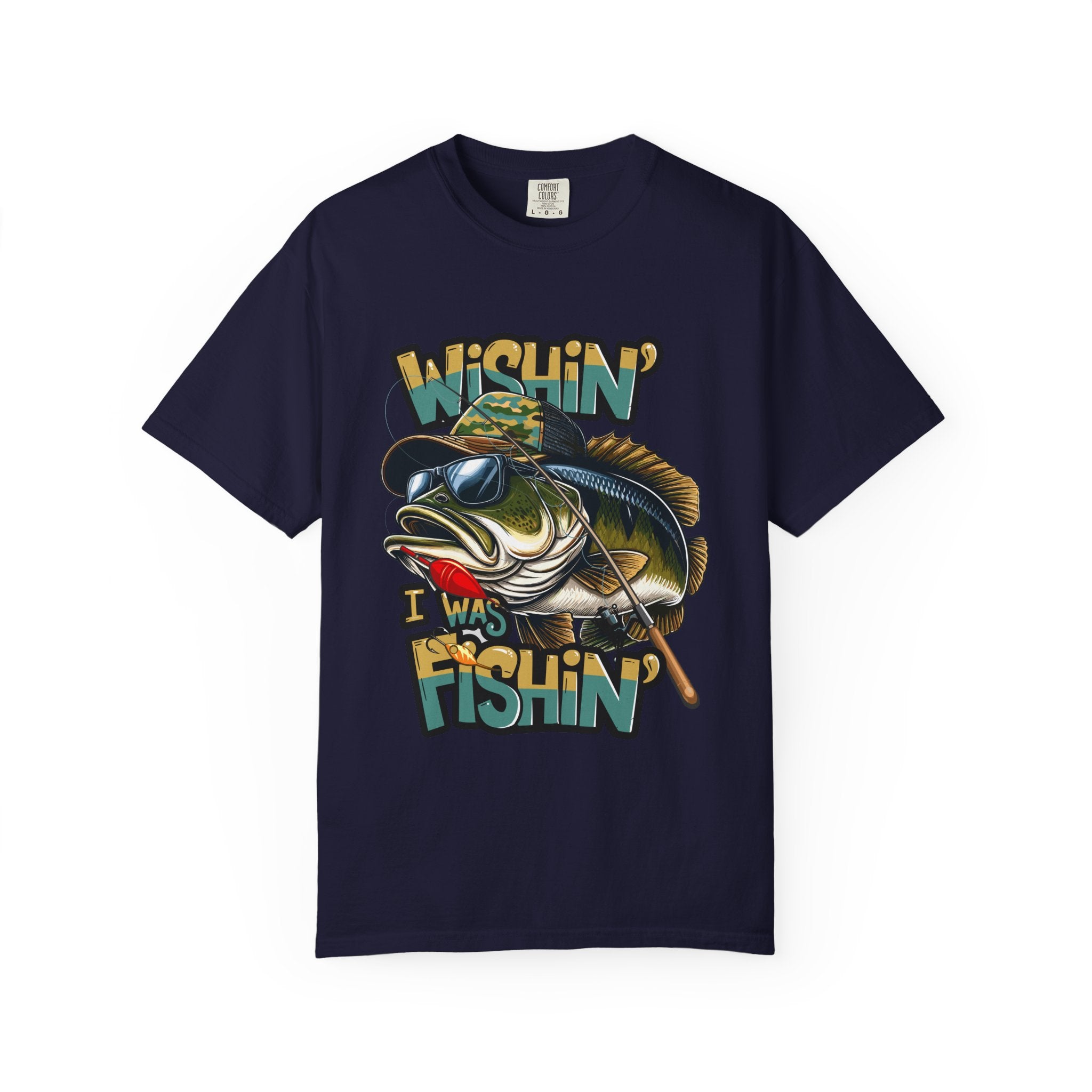 Fishing Graphic T Shirt Wishin Was Fishin Vintage Bass Tee