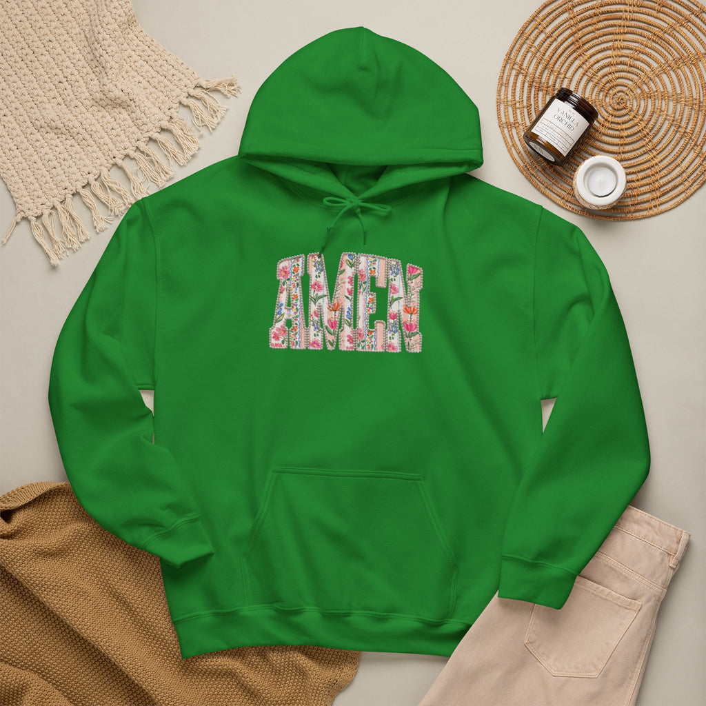 Floral AMEN Hoodie, Christian Faith Sweatshirt, Colorful Floral Religious Hoodie, Inspirational Christian Gift for Women