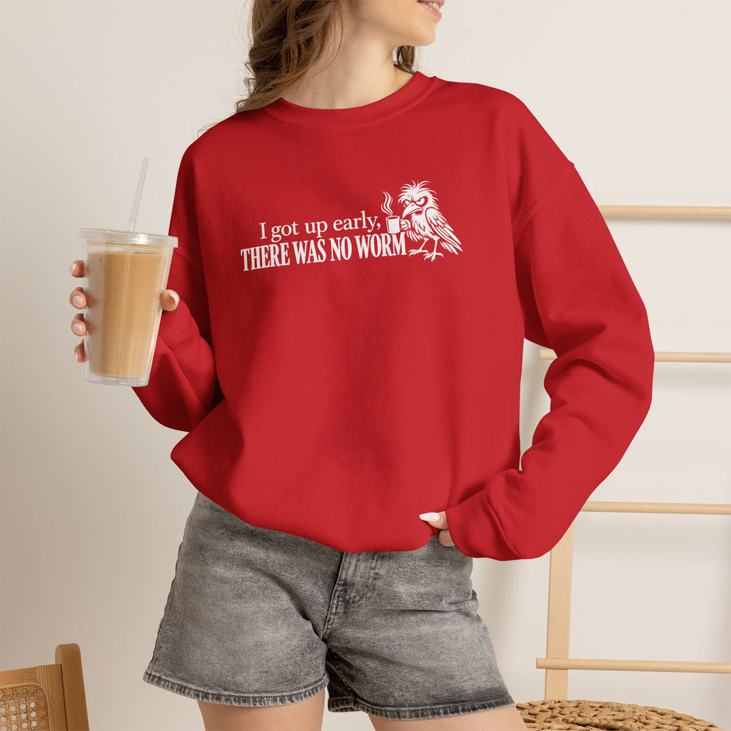 I Got Up Early There Was No Worm Sweatshirt, Funny Bird Coffee Crewneck, Sarcastic Morning Shirt, Grumpy Bird Gift