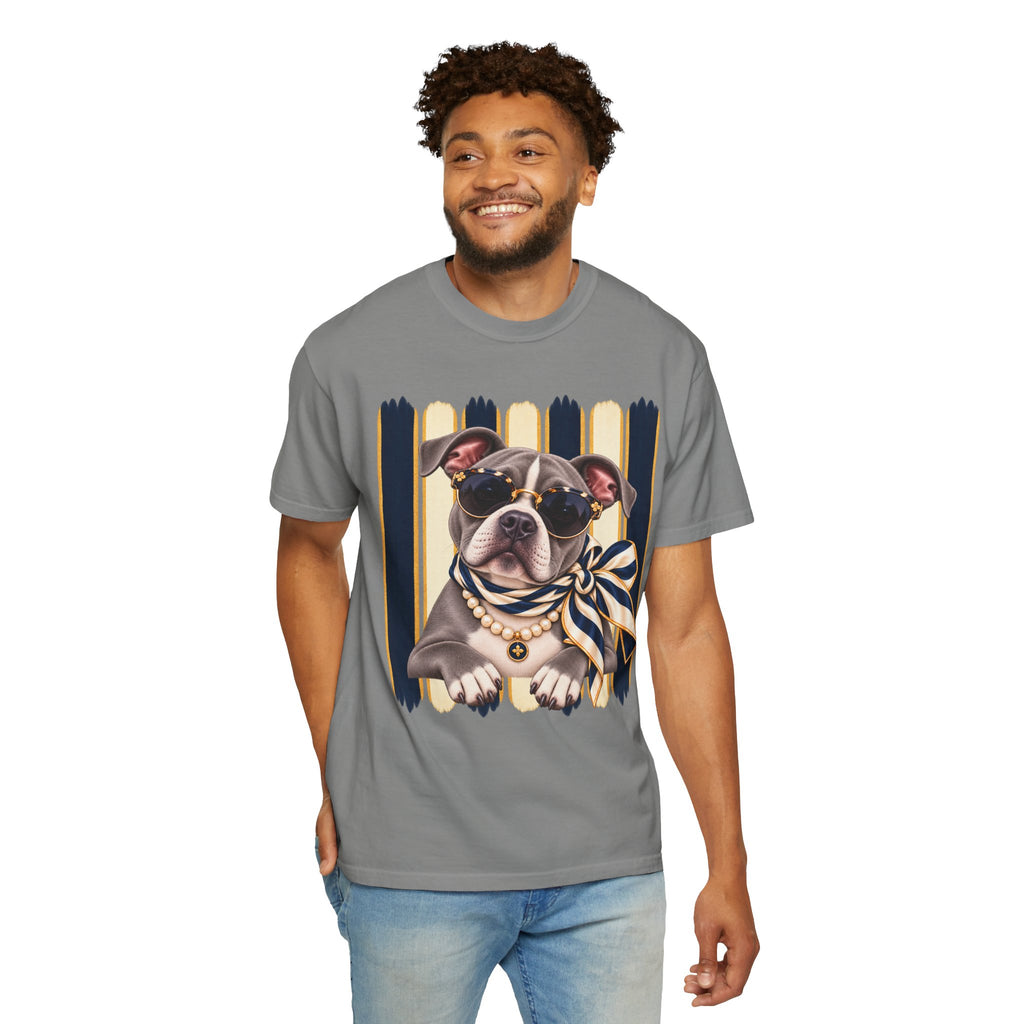 Pitbull Mom Shirt, Blue Gray Pit Bull Comfort Colors Tee, Chic Dog Lover Gift, Boutique Pet Graphic T-Shirt, Artsy Pet Lovers Collection