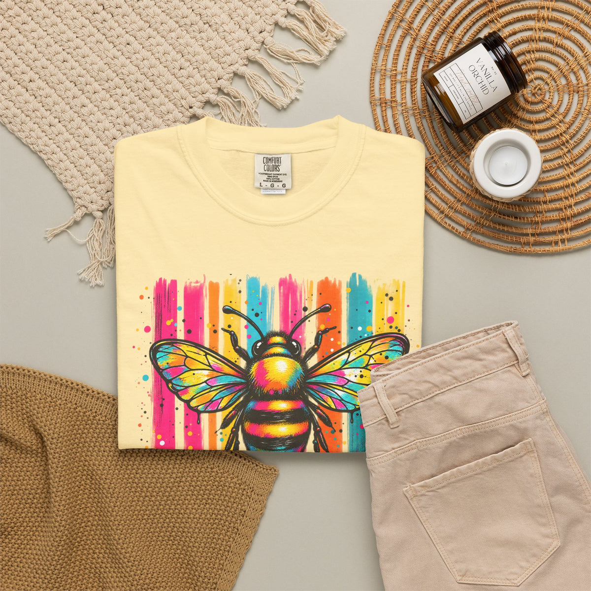 Bee Kind T Shirt Colorful Retro Striped Graphic Tee