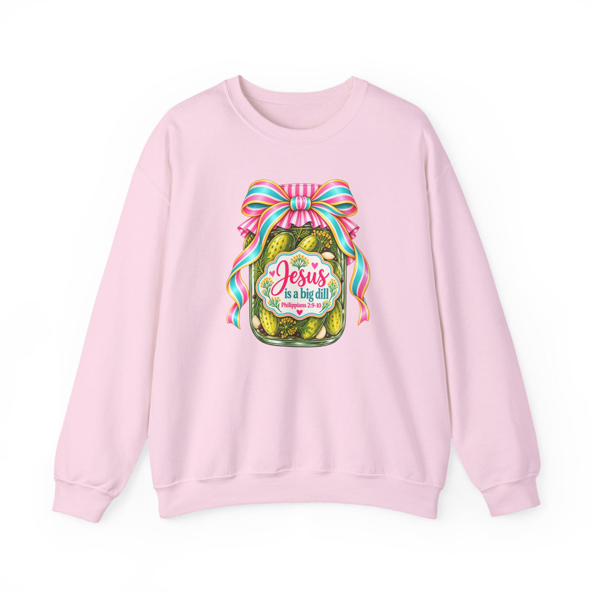 Preppy Christian Coquette Sweatshirt, Jesus Is a Big Dill, Pink Bow Pickle Crewneck, Cute Faith Graphic Sweatshirt, Christian Gift for Her