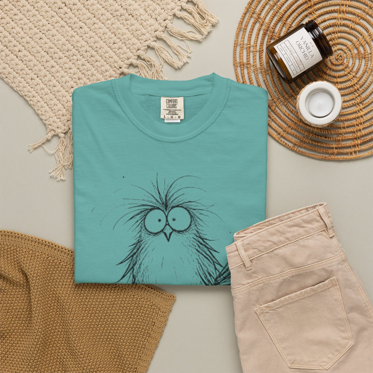 Feral Mom Energy Tee Shirt Cute Fluffy Bird Graphic Tee