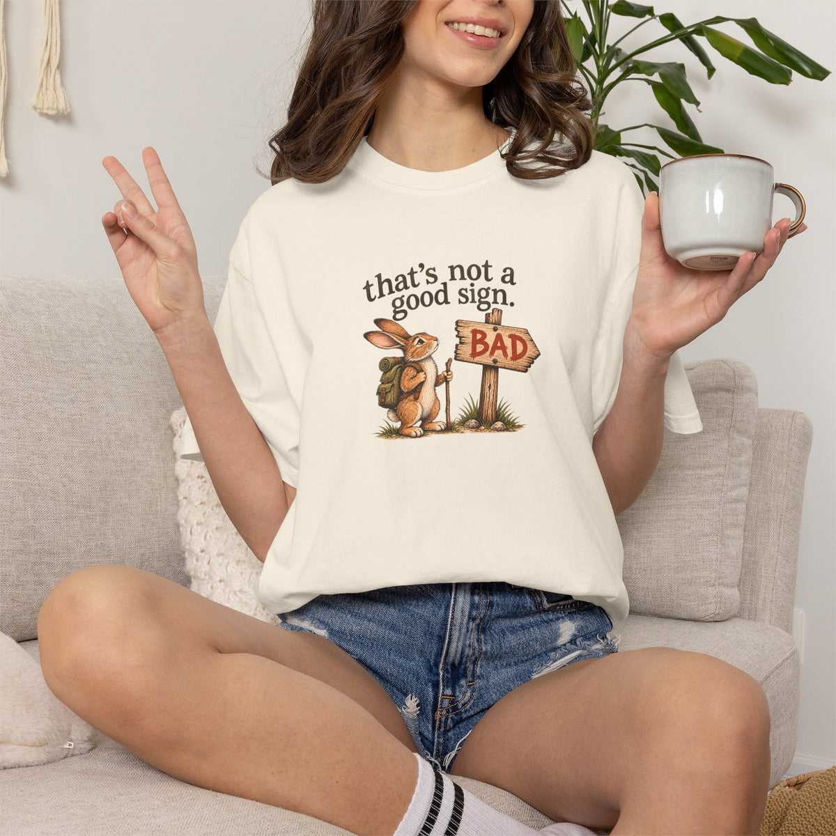 Thats Not a Good Sign bunny hikers mugshot Tee Shirt Funny hiking rabbit tee