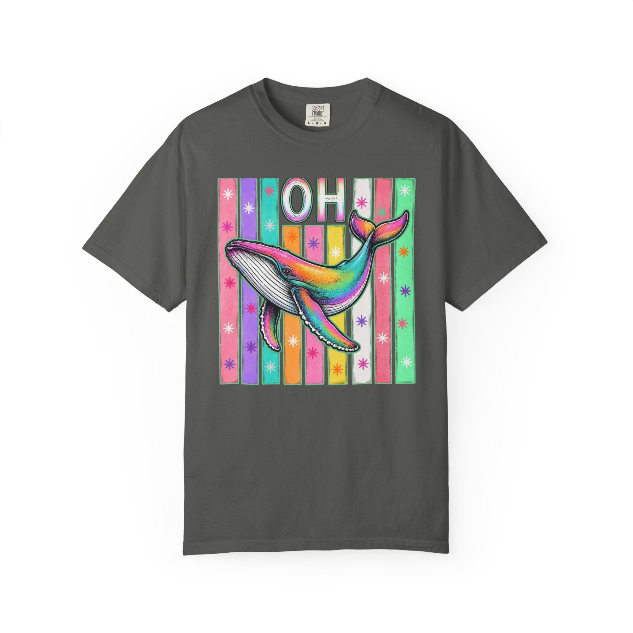 Oh Rainbow Whale T Shirt Retro Striped Graphic Tee