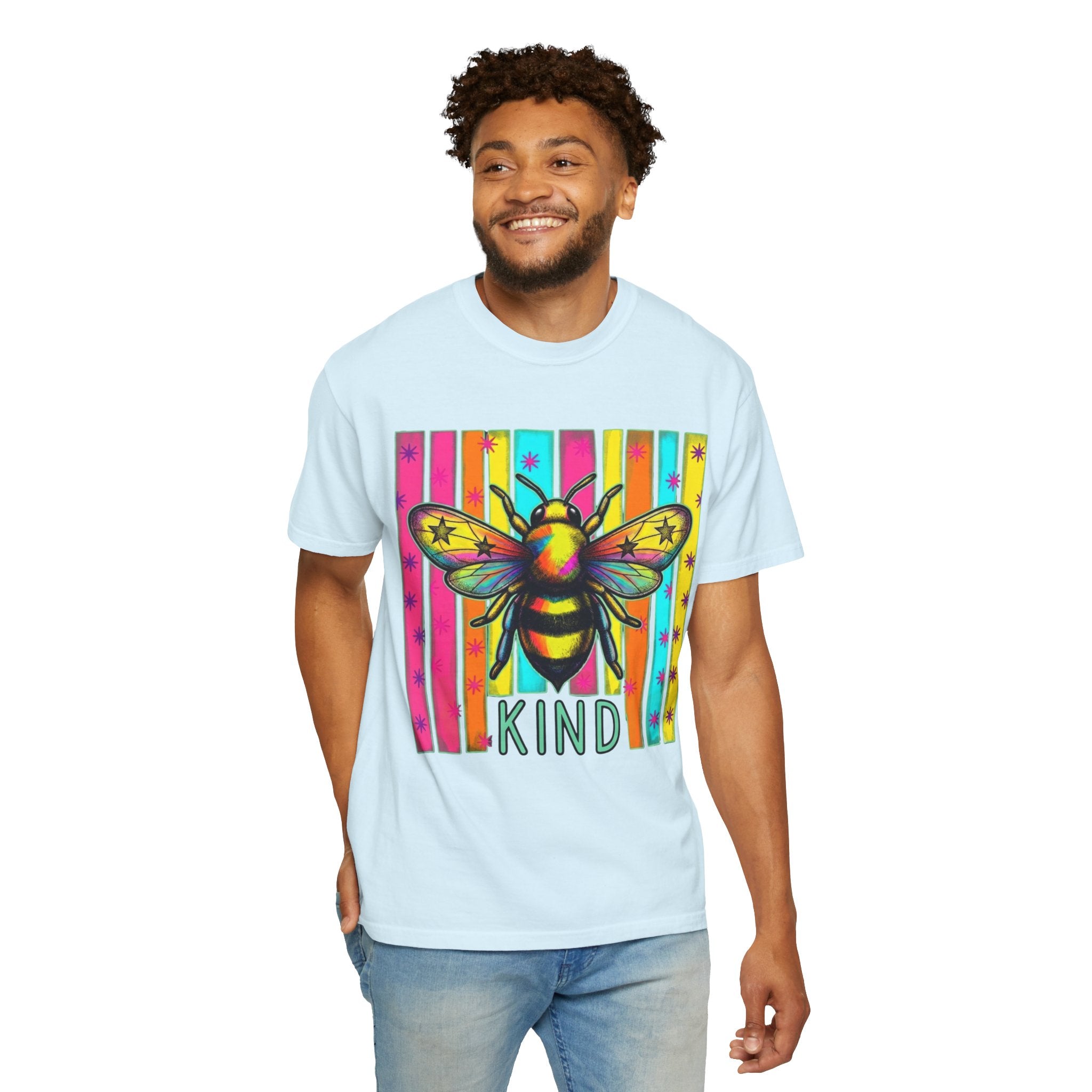 Bee Kind T Shirt Colorful Retro Striped Graphic Tee