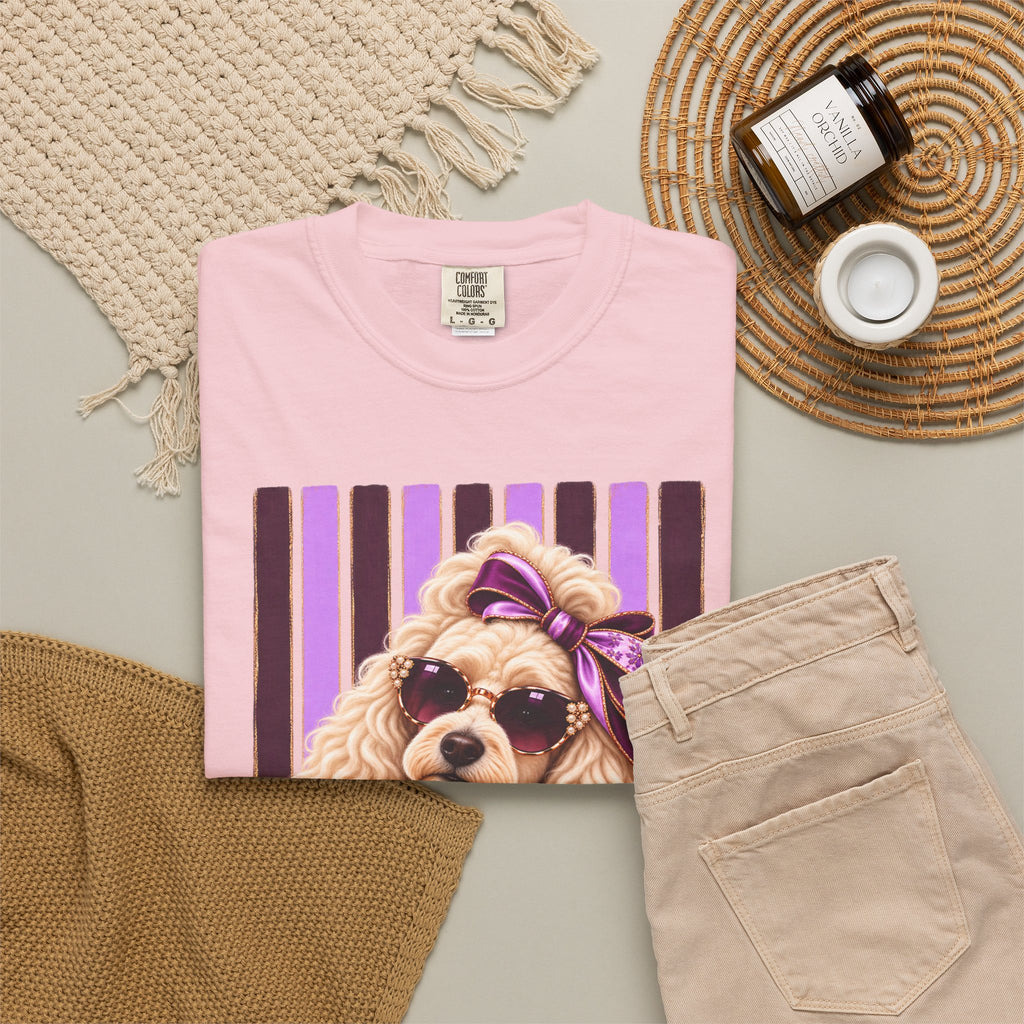 Sassy Poodle Shirt, Comfort Colors Poodle Tee, Coquette Dog Mom Gift, Pink Lavender Dog Lover T-Shirt, Boutique Pet Lover Gift