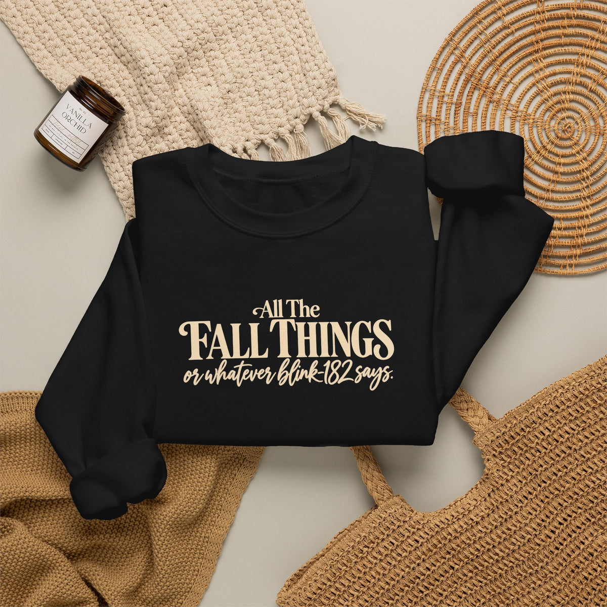Crewneck Sweatshirt All the Fall Things Minimal Cream Script Inspirational Pullover