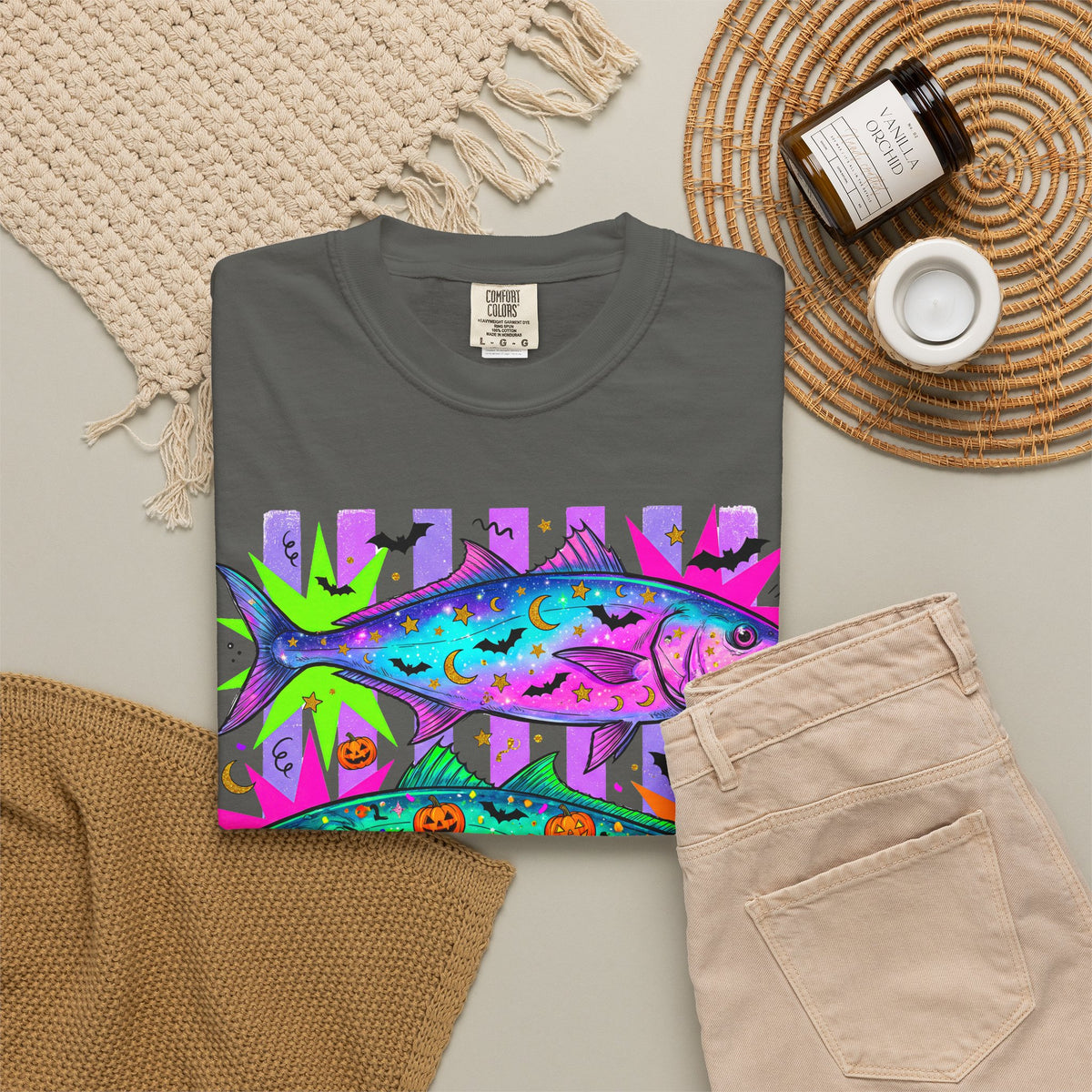 Bright Halloween Tropical Mackerel T-Shirt — Colorful Surf & Beach Fish Graphic Tee