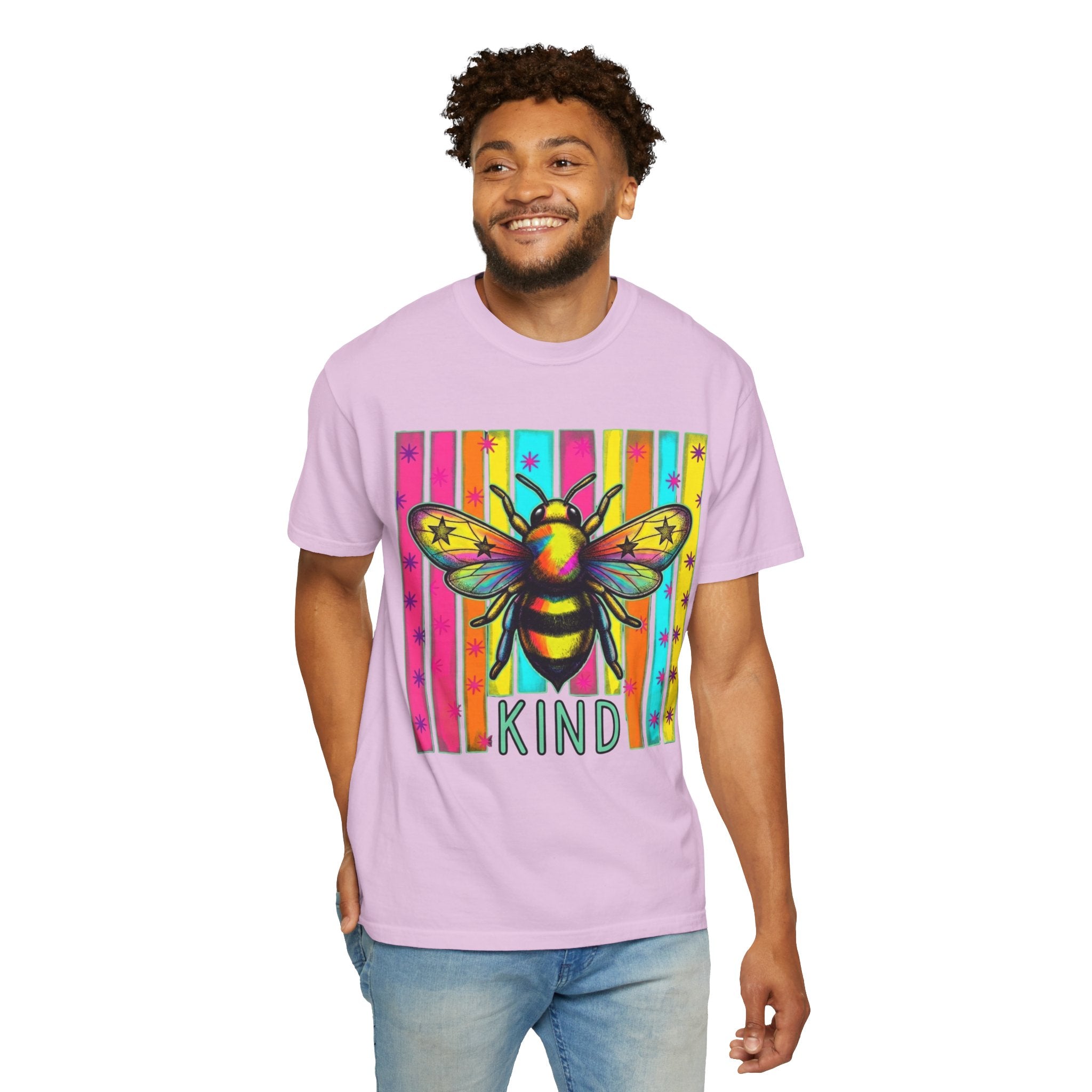 Bee Kind T Shirt Colorful Retro Striped Graphic Tee