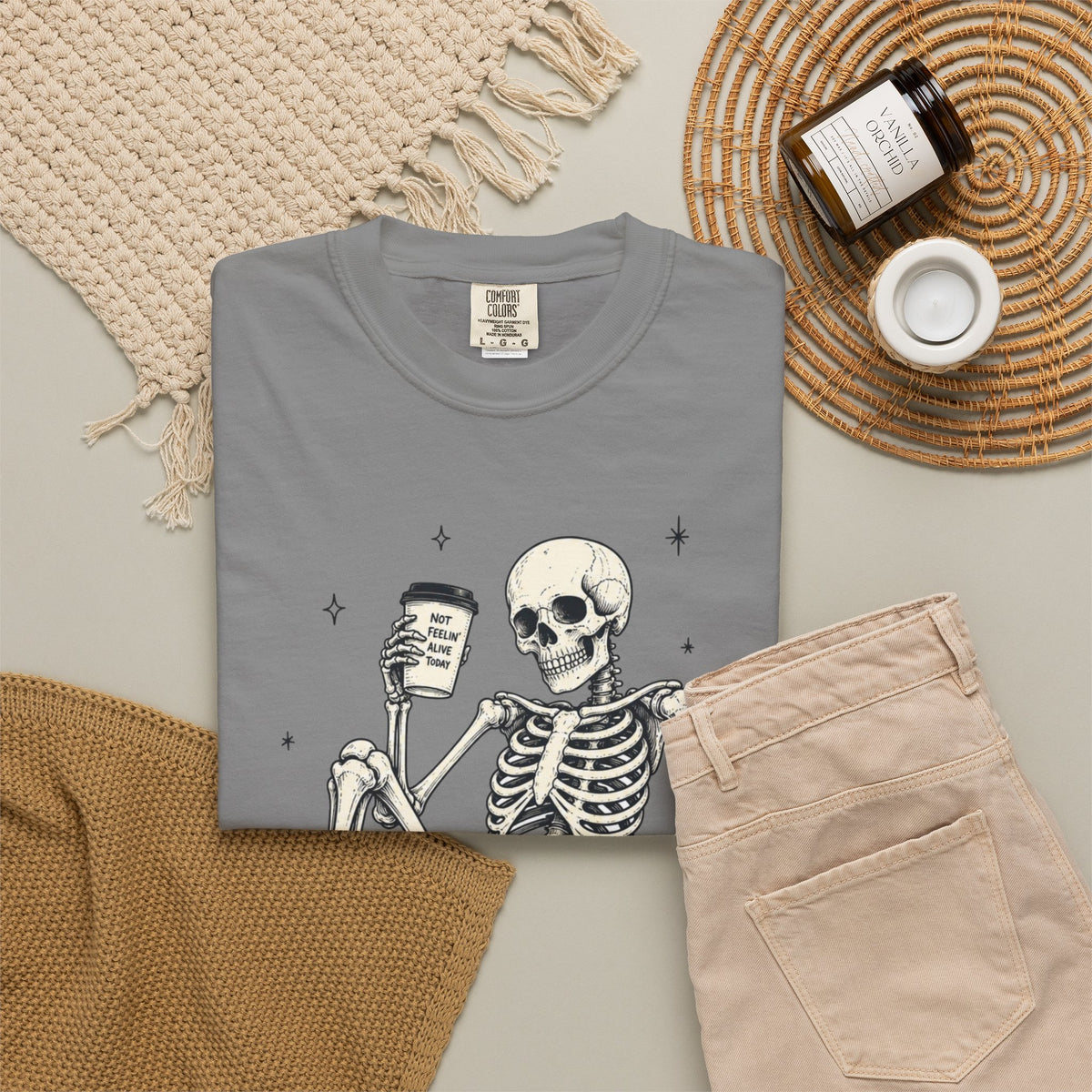 T Shirt Basically Dead Inside Skeleton Coffee Graphic Tee