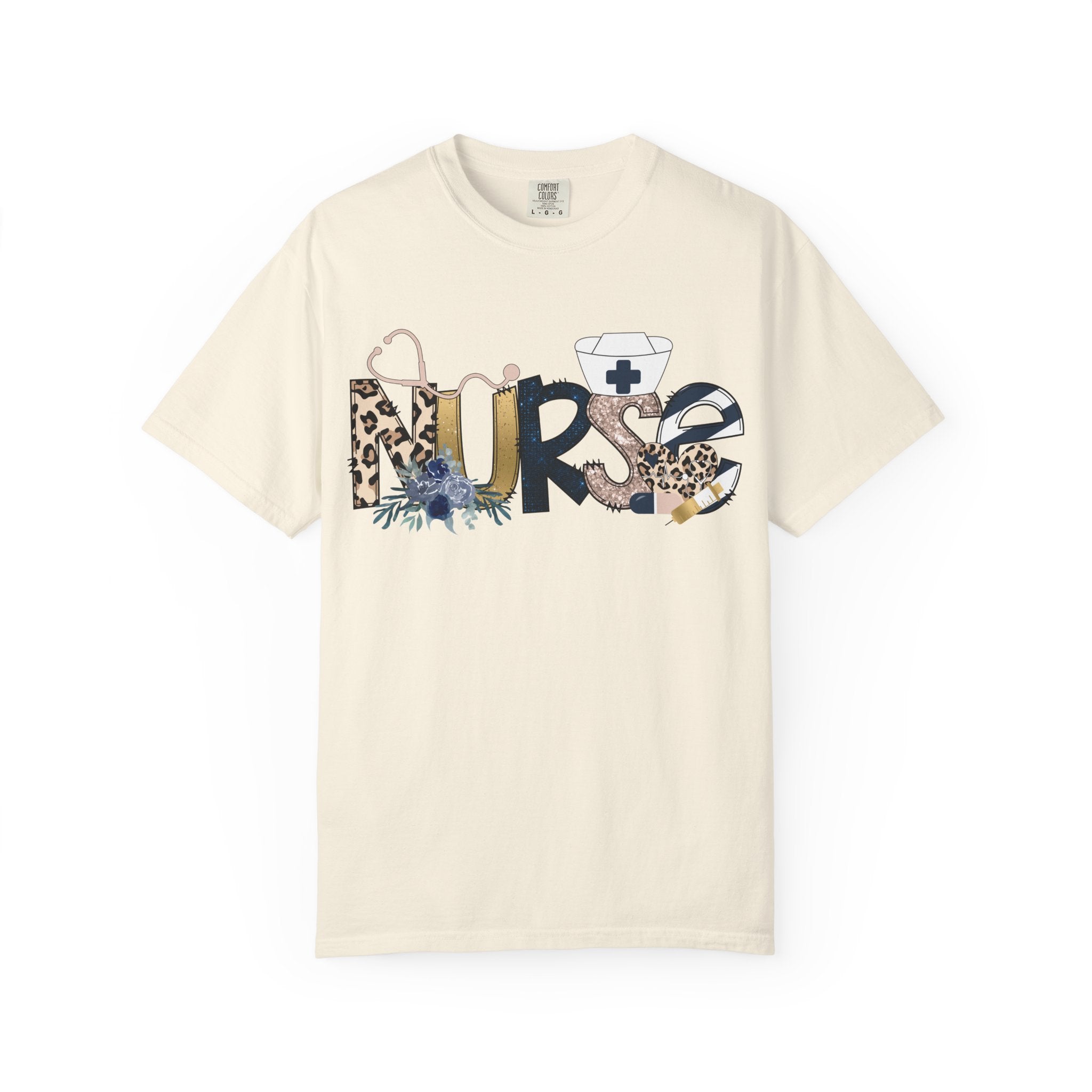Nurse Floral Leopard Graphic T Shirt