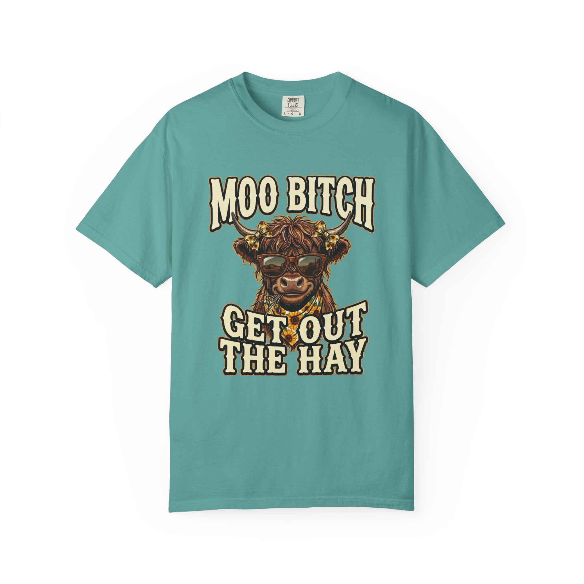 Moo Bitch Get Out The Hay Cow Graphic T Shirt Funny Farm Animal Tee for Ranchers and Country Lovers