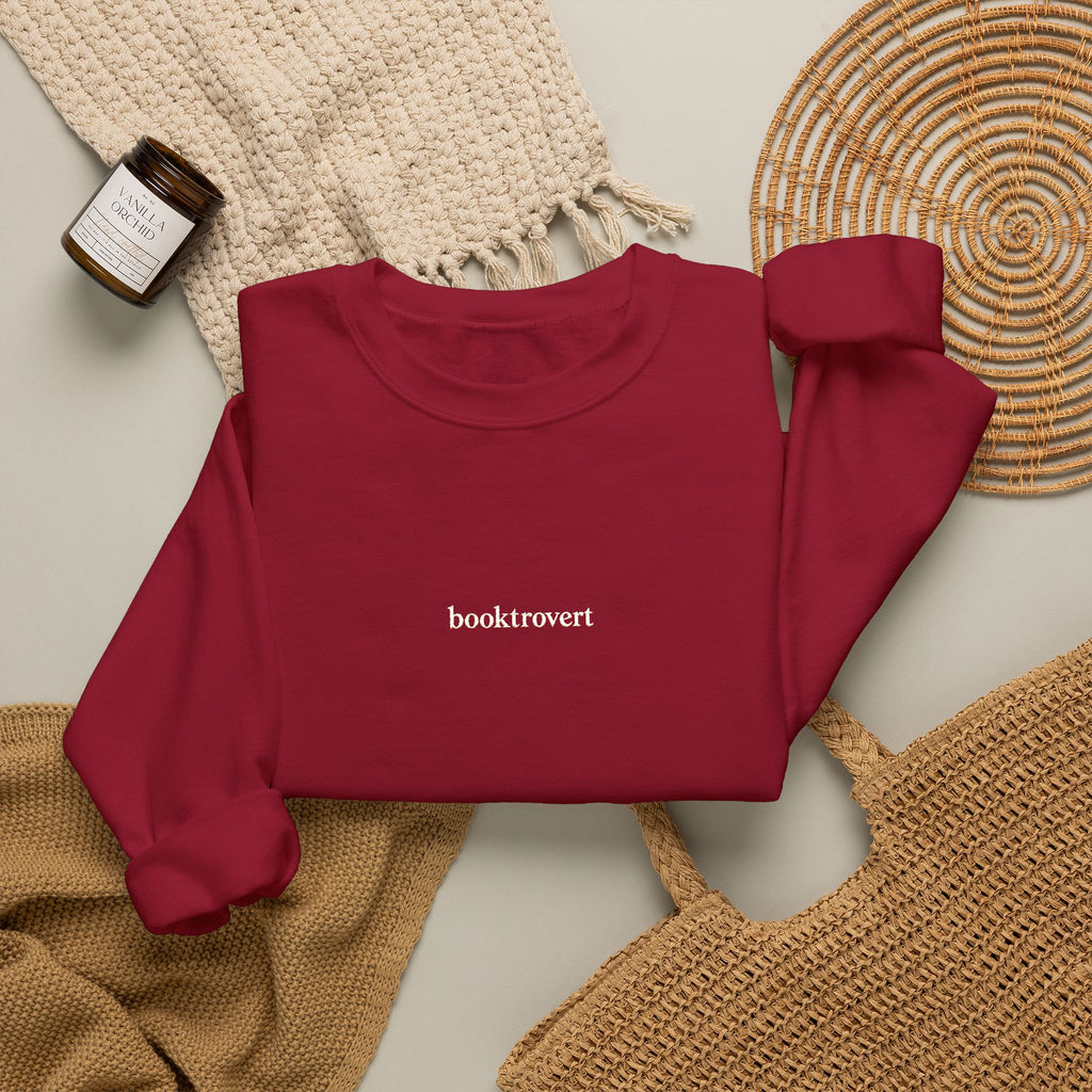 Booktrovert Embroidered Sweatshirt, Minimalist Book Lover Crewneck, Reader Gift, Bookish Clothing, Cozy Introvert Sweatshirt